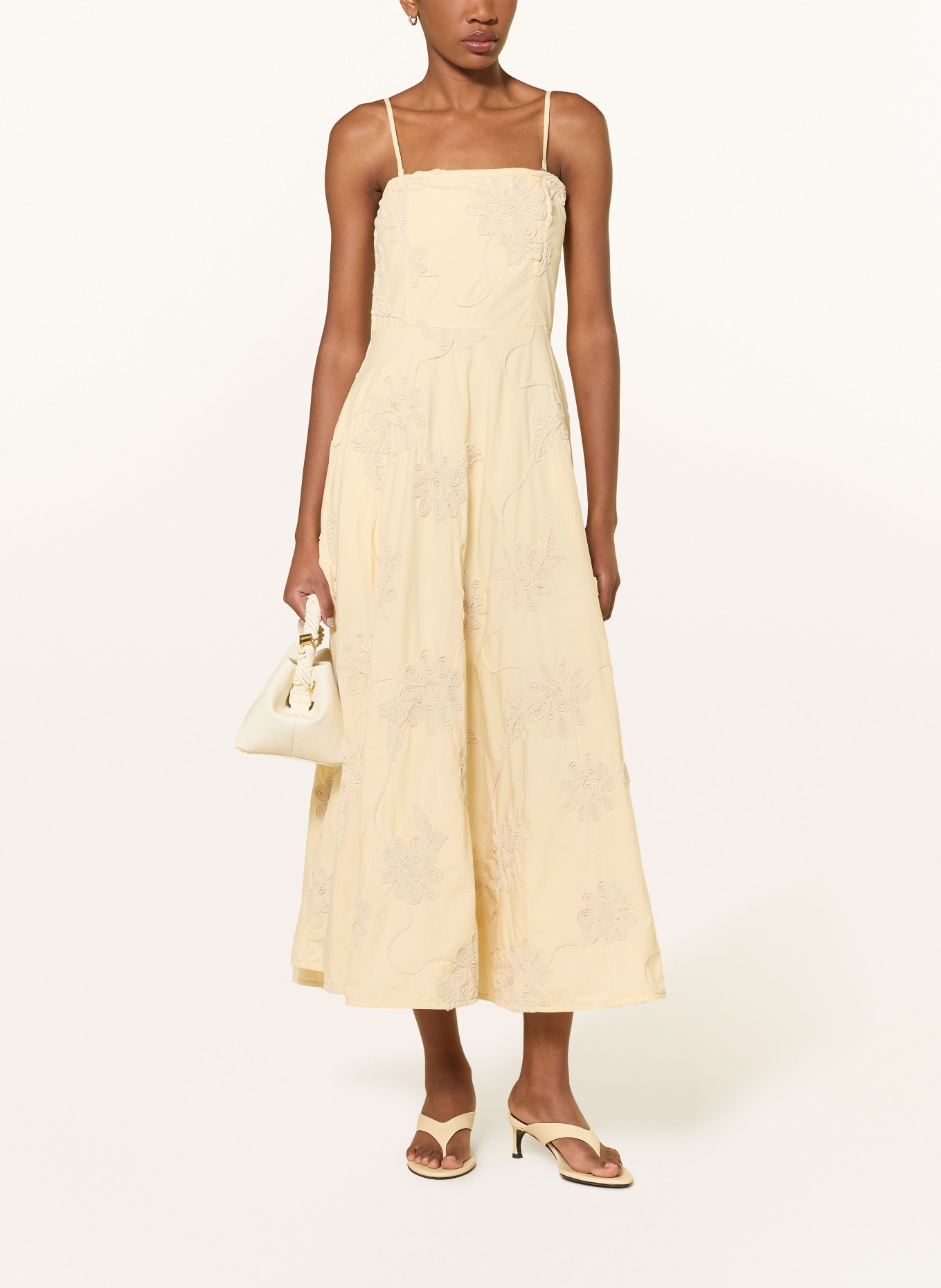 ROTATE Kleid im Materialmix: CREME