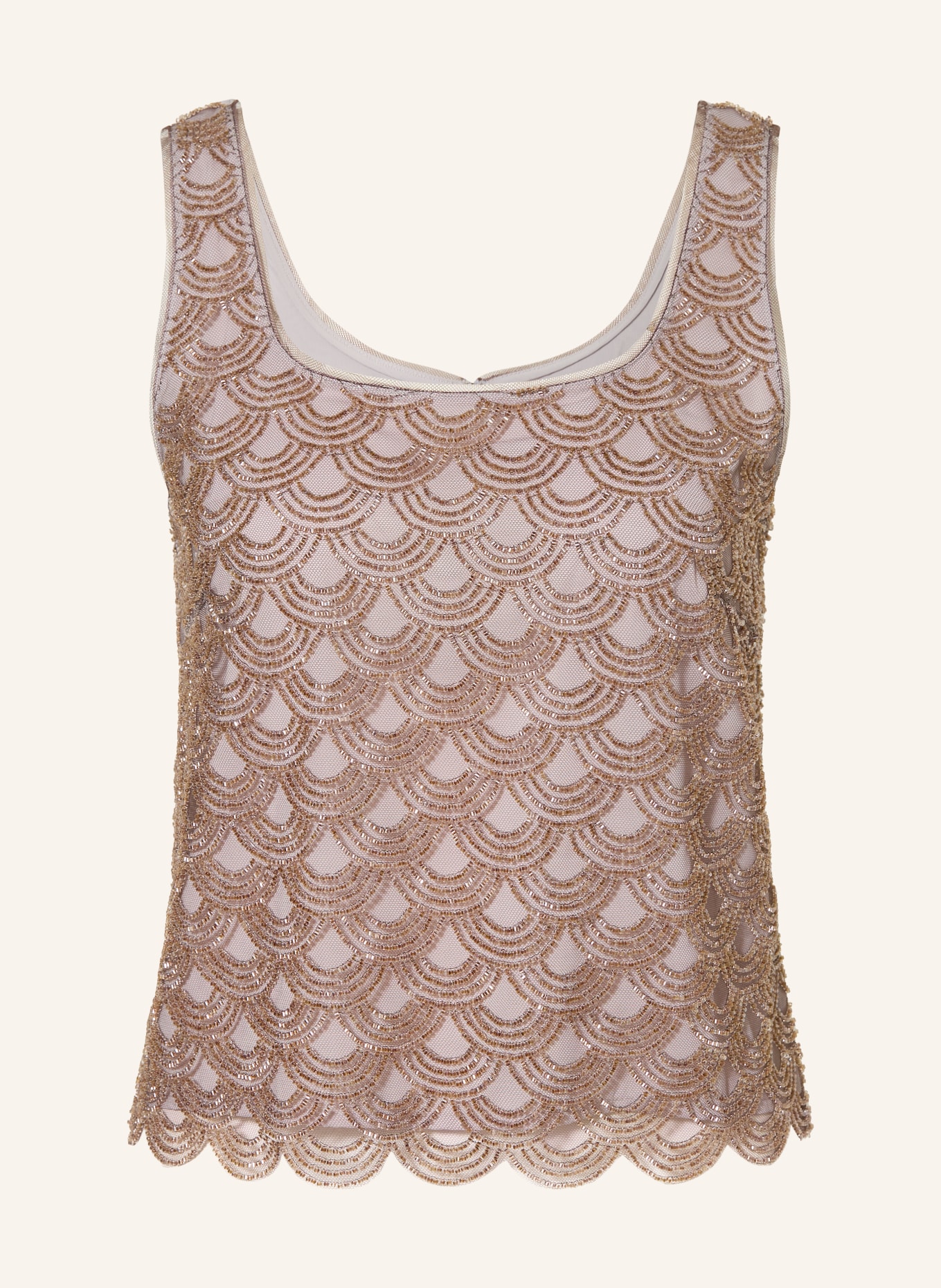 ROTATE Mesh-Top mit Schmucksteinen: TAUPE