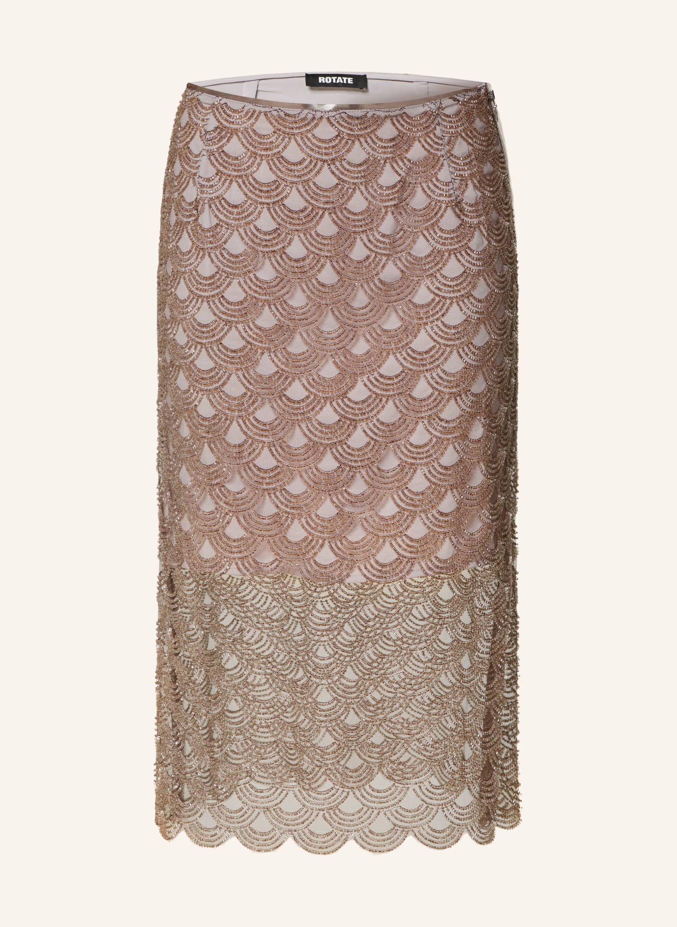 ROTATE Mesh skirt with decorative beads: TAUPE