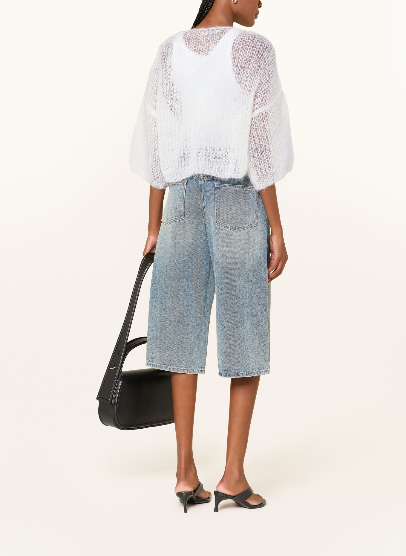 MAIAMI Cropped-Strickhülle aus Mohair mit 3/4-Arm: WEISS