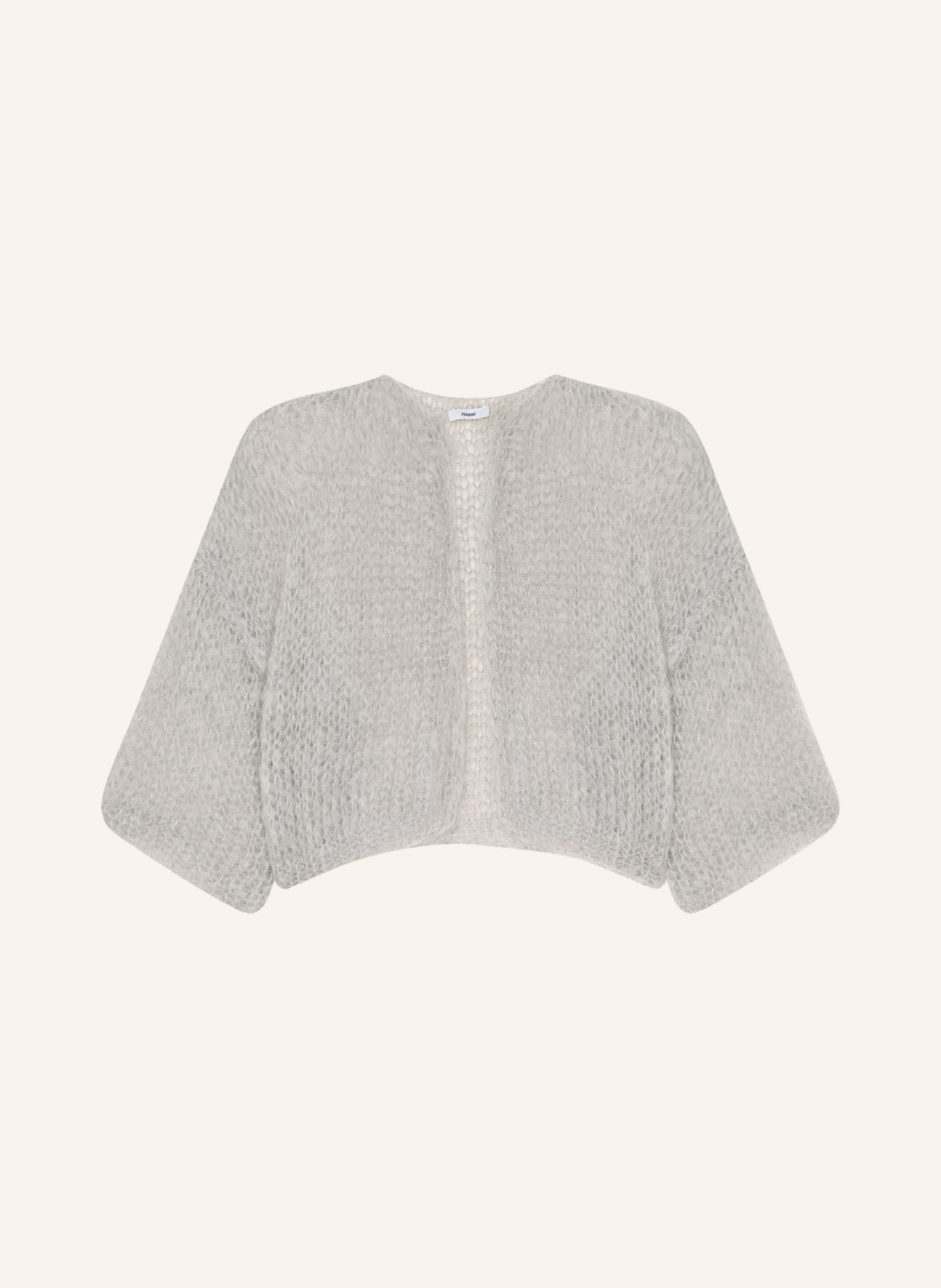 MAIAMI Cache-cœur court en tricot de mohair à manches 3/4: GRIS