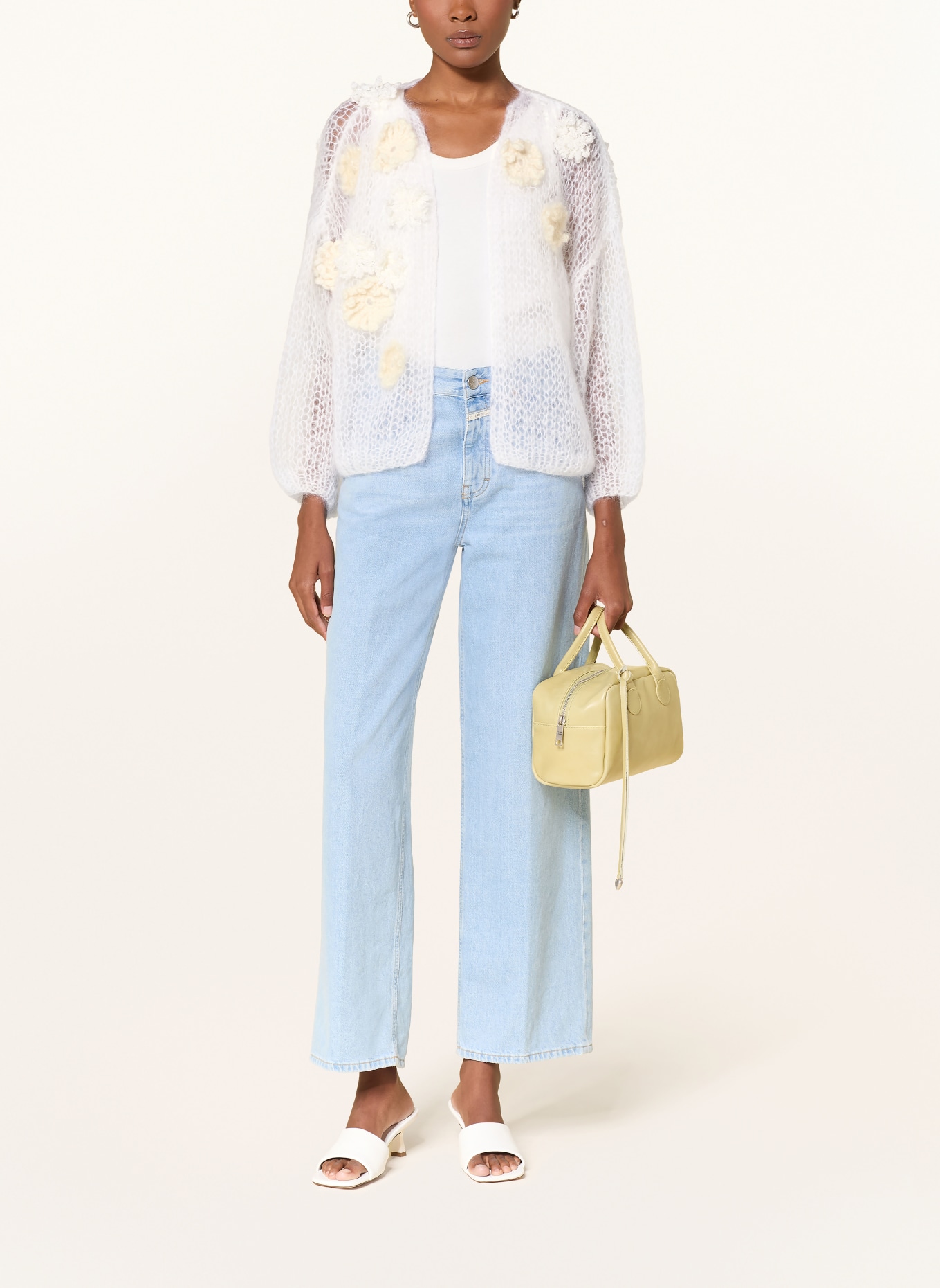 MAIAMI Housse tricotée en mohair: BLANC / ÉCRU