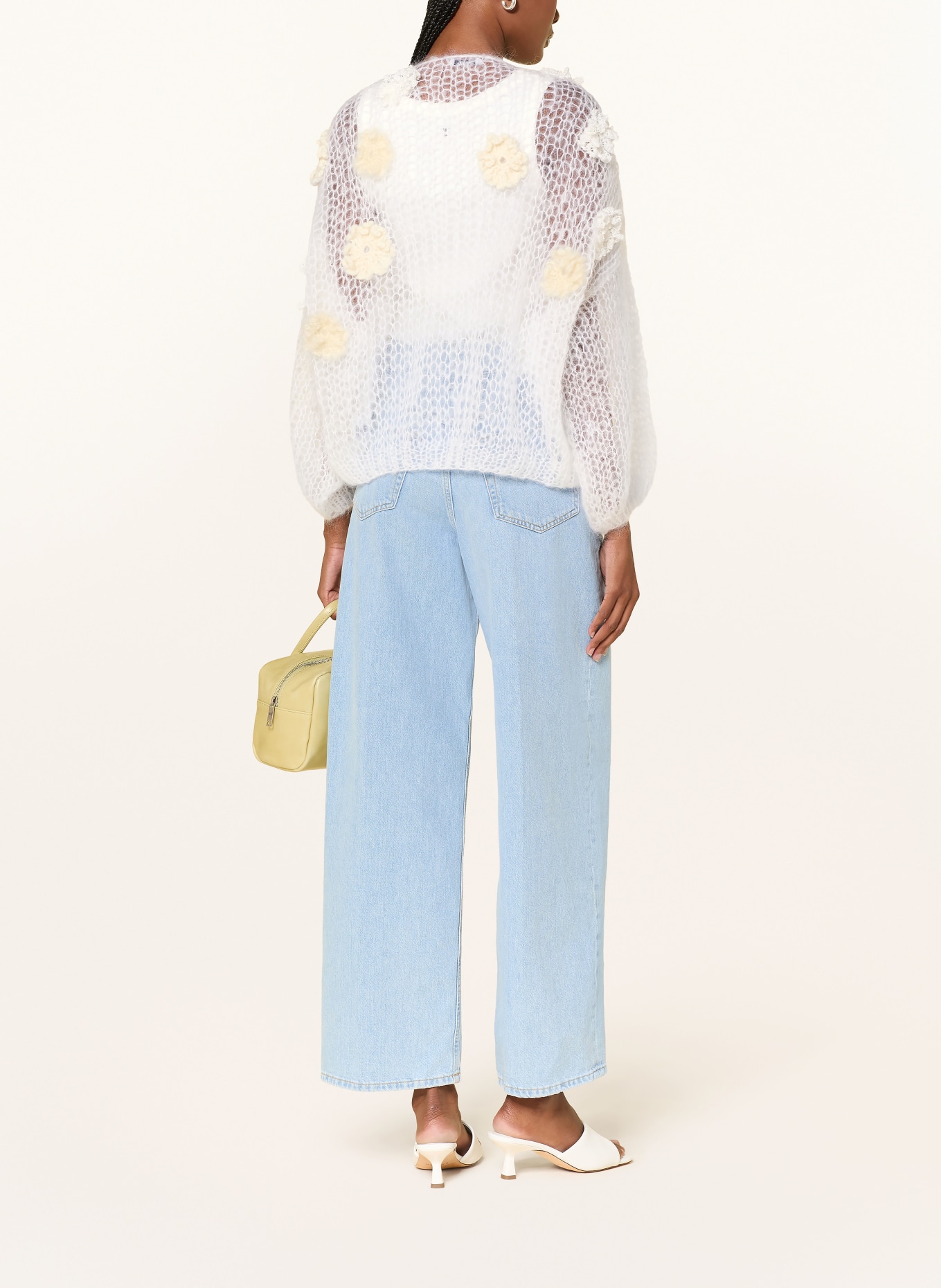 MAIAMI Housse tricotée en mohair: BLANC / ÉCRU