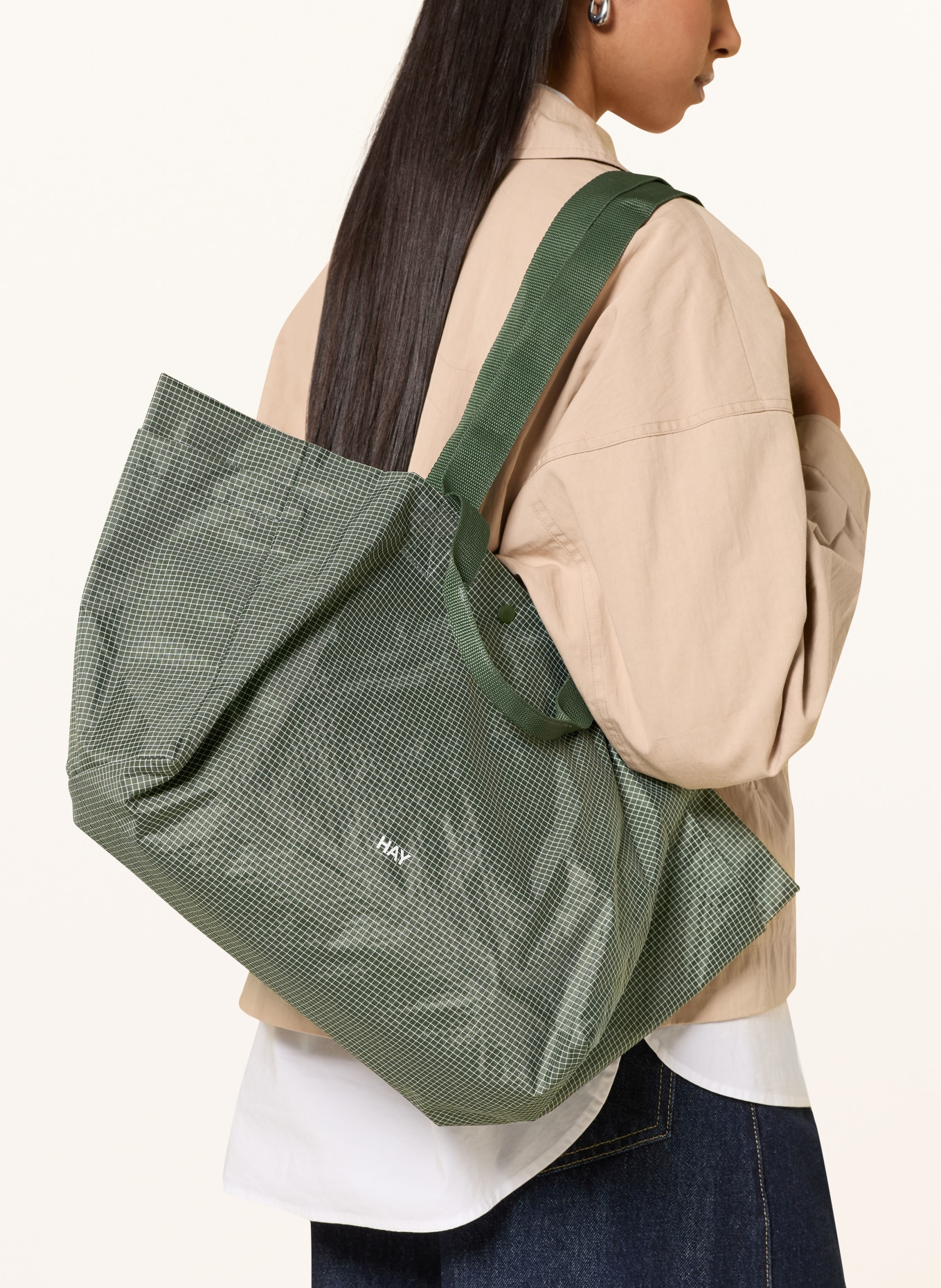 HAY Weekender GRID SMALL: GROEN / WIT