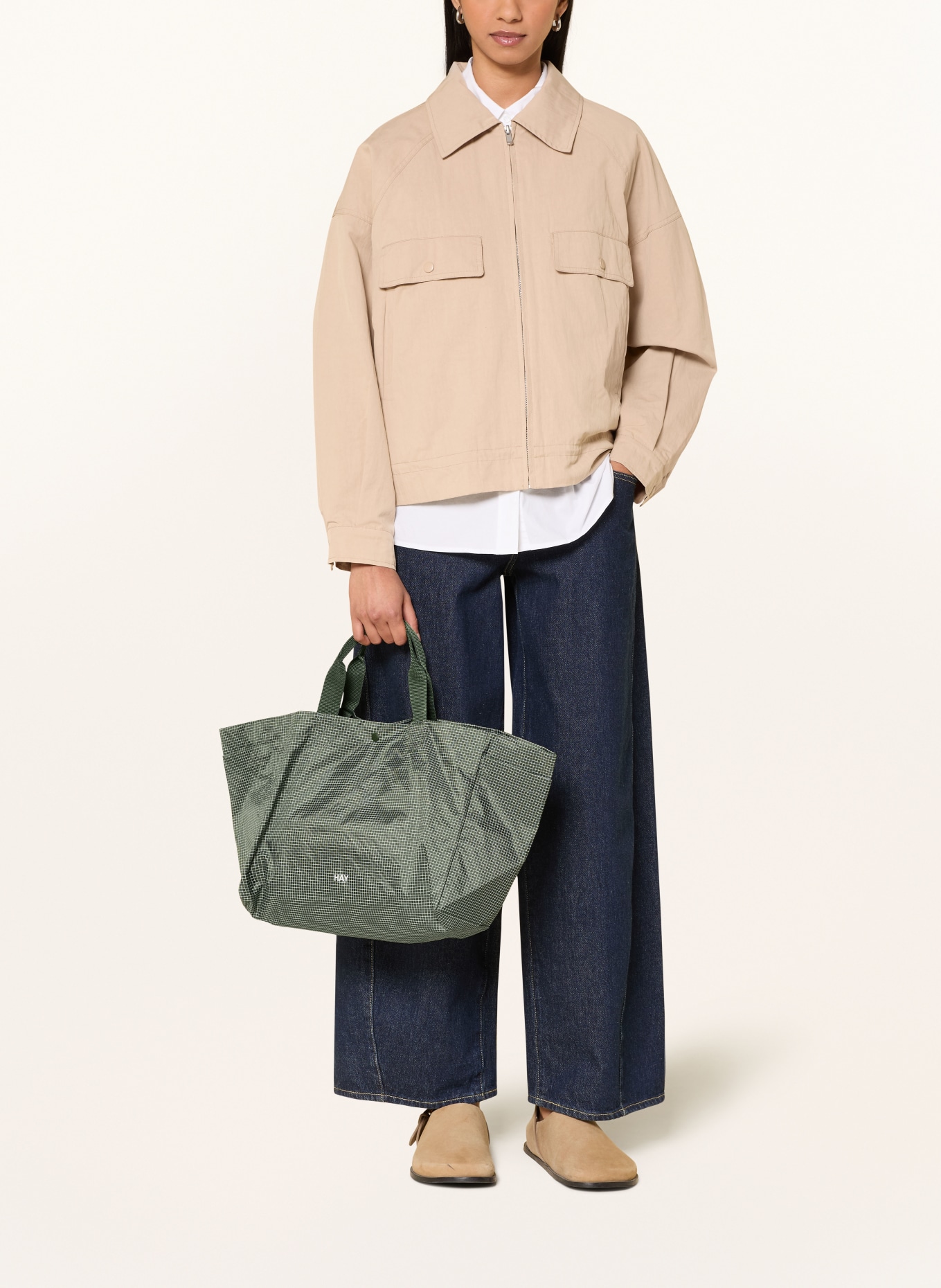 HAY Weekender GRID SMALL: GROEN / WIT