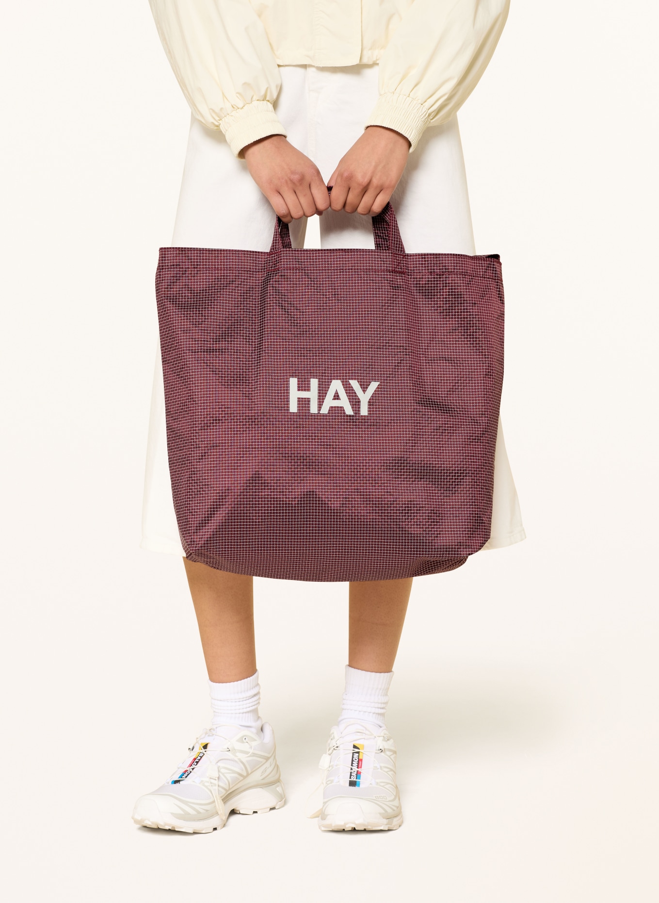 HAY sac de courses: ROUGE FONCÉ / BLANC