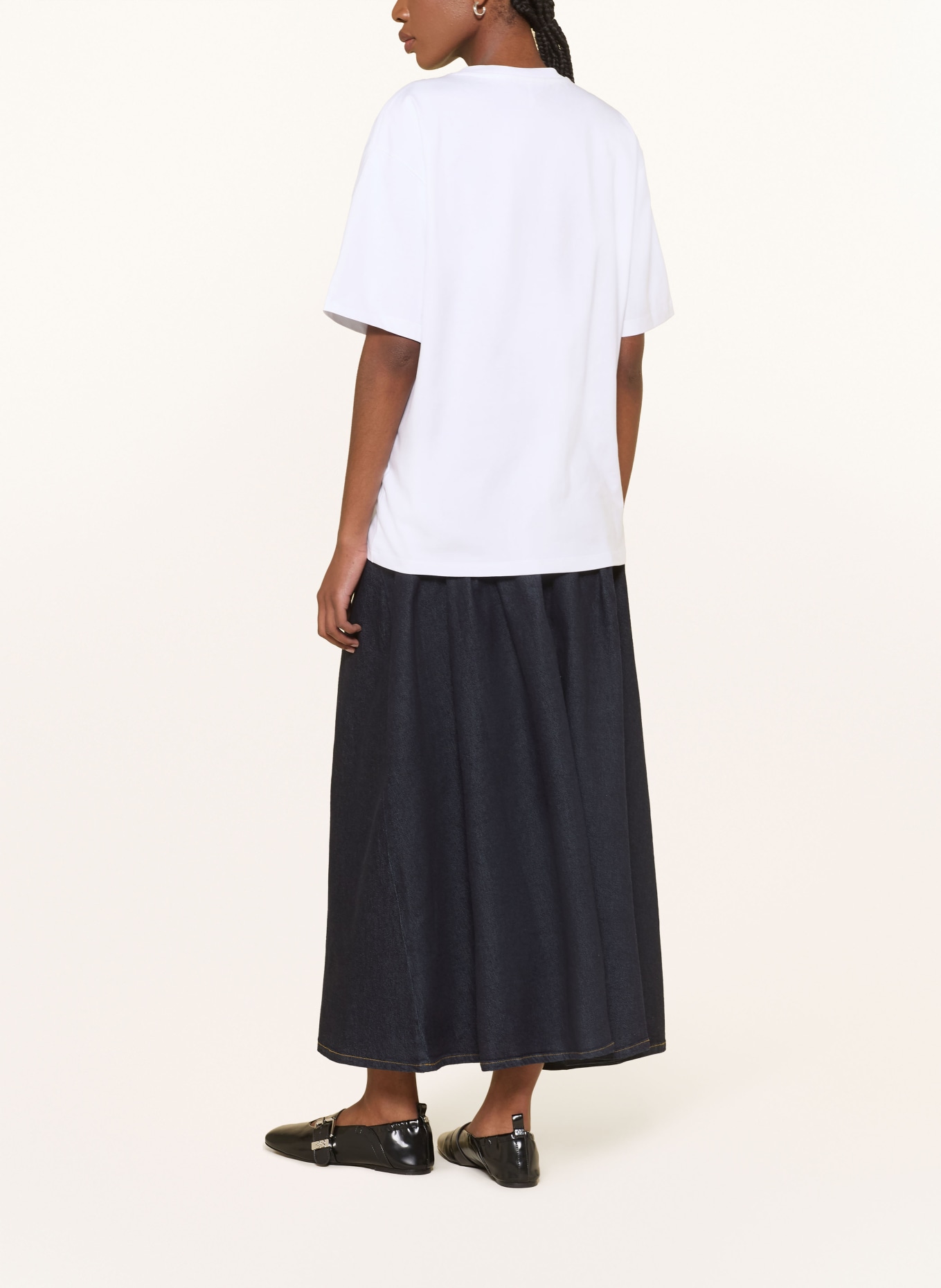 GANNI T-Shirt: WEISS / HELLBLAU