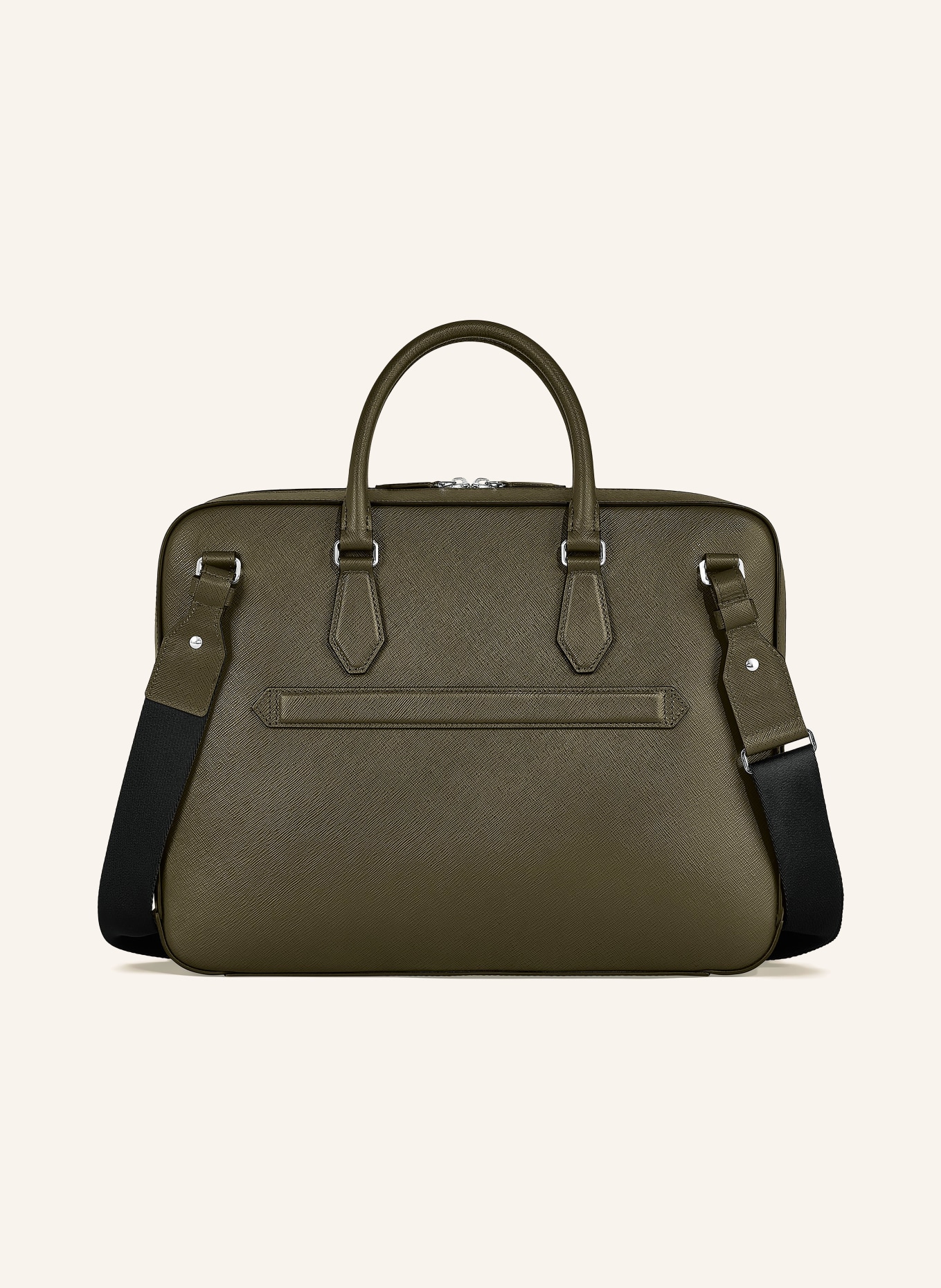MONTBLANC Taška na notebook Saffiano SARTORIAL: KHAKI / STŘÍBRNÁ / ČERNÁ