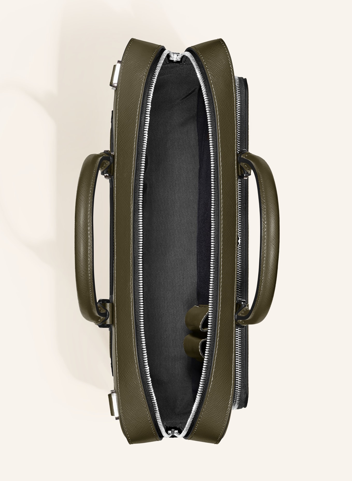 MONTBLANC Taška na notebook Saffiano SARTORIAL: KHAKI / STŘÍBRNÁ / ČERNÁ