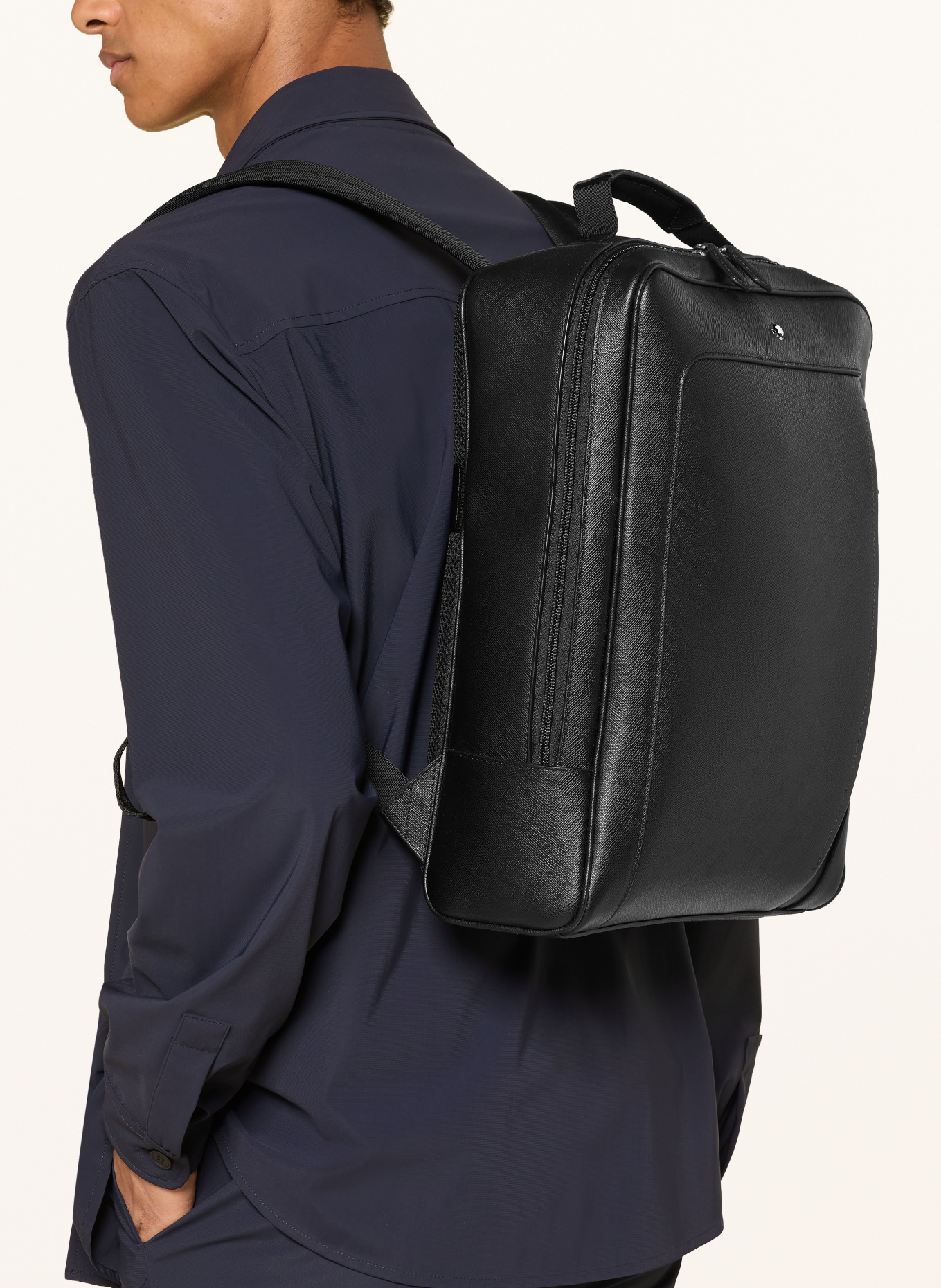 MONTBLANC COMPANION Saffiano Backpack with Laptop Compartment: BLACK