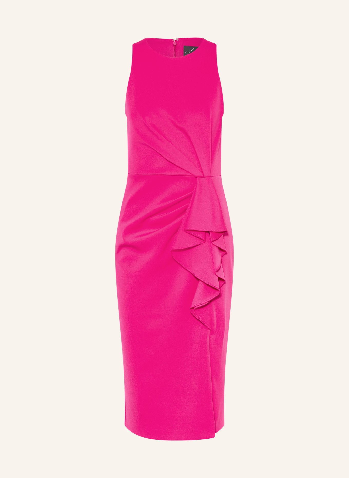 ADRIANNA PAPELL Robe fourreau à volants: ROSE FUCHSIA