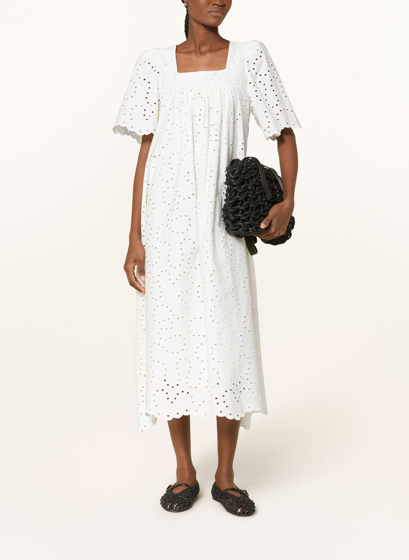 SUNCOO Robe CYRIEL en dentelle ajourée: BLANC