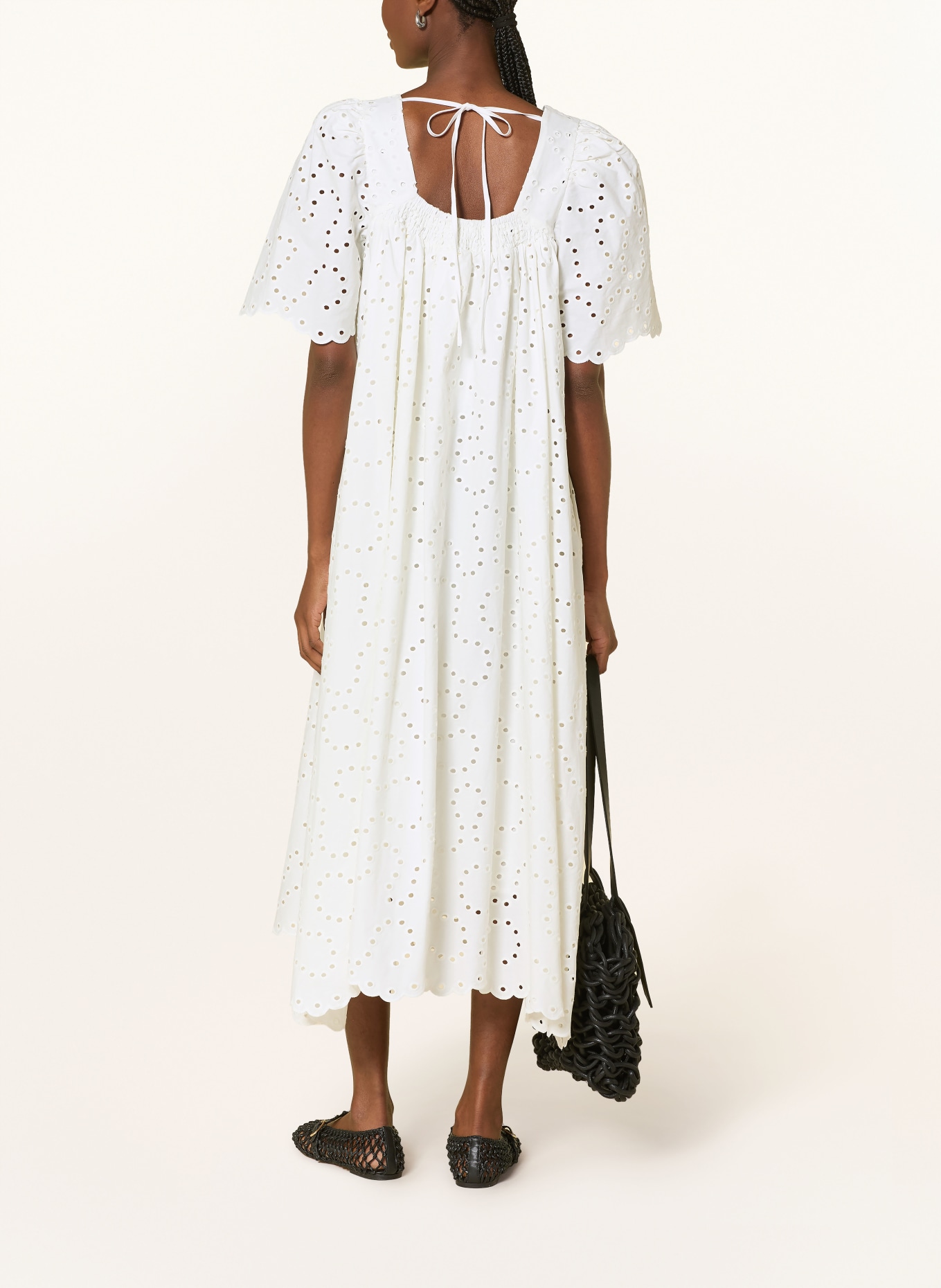 SUNCOO Robe CYRIEL en dentelle ajourée: BLANC