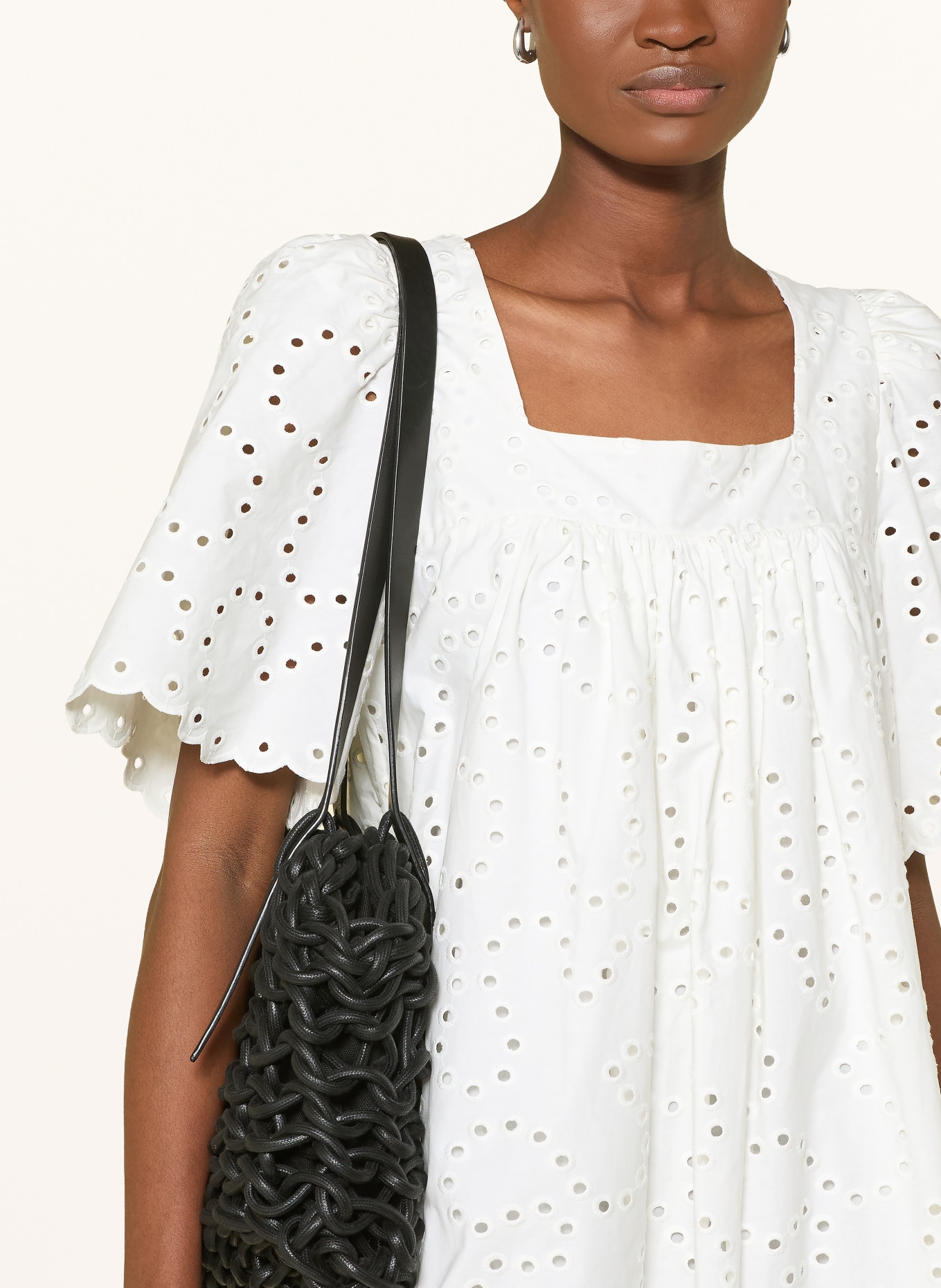 SUNCOO Robe CYRIEL en dentelle ajourée: BLANC