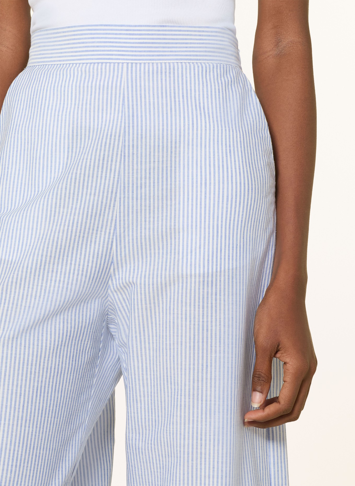 SUNCOO JOSS pants with eyelet lace: LIGHT BLUE / WHITE