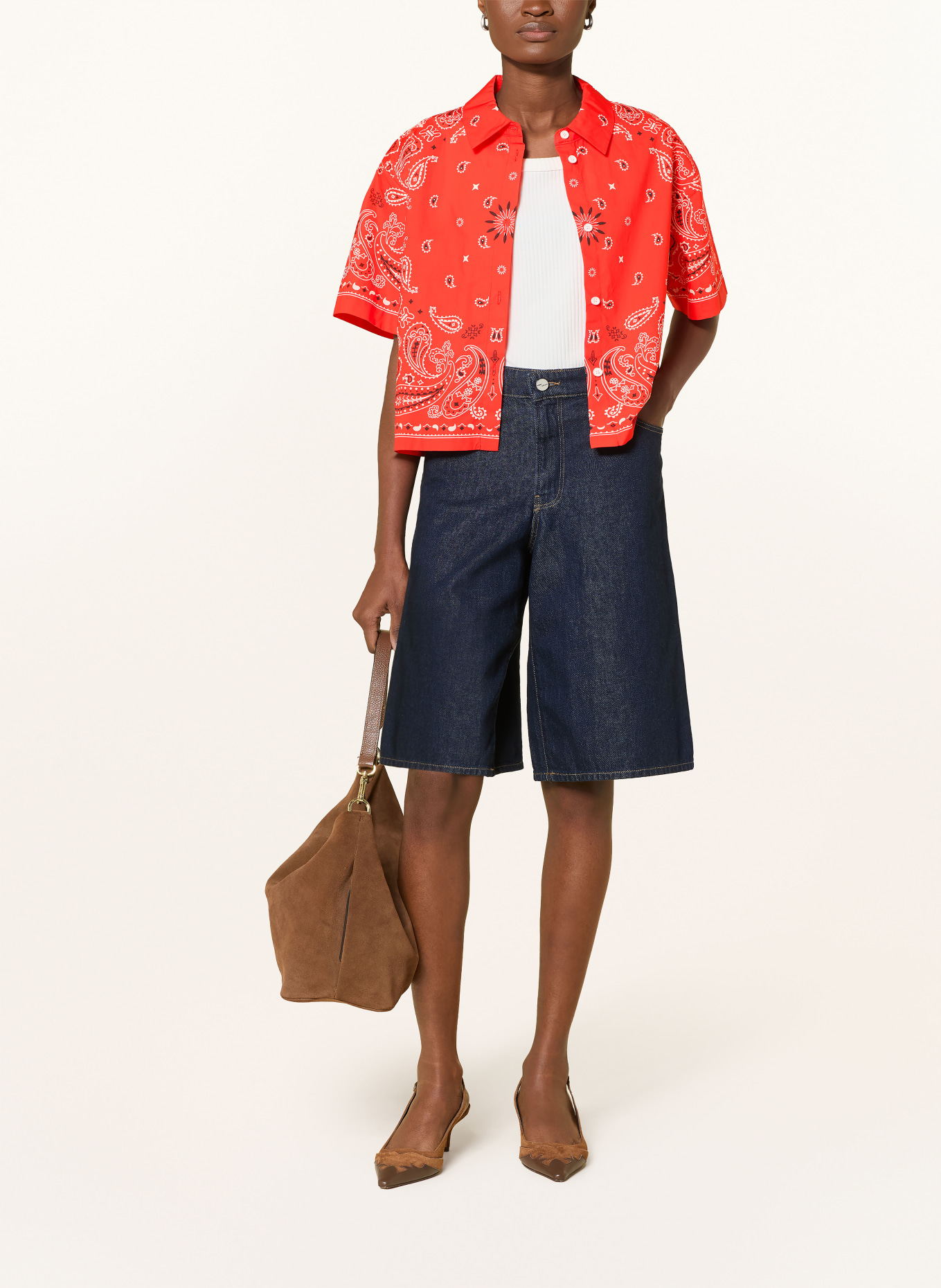 SUNCOO Overhemdblouse LUZ: ROOD / WIT / ZWART