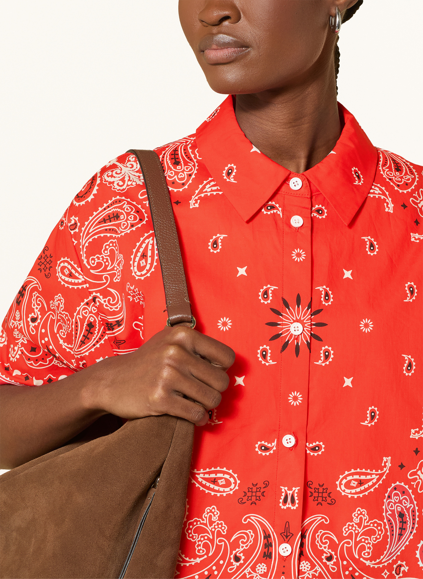 SUNCOO Overhemdblouse LUZ: ROOD / WIT / ZWART