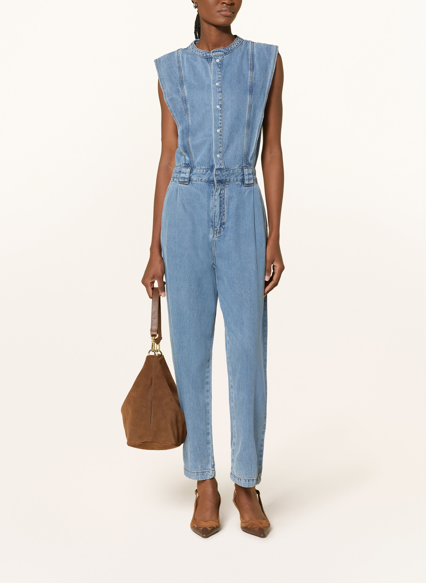 SUNCOO TIA Denim Jumpsuit: BLUE