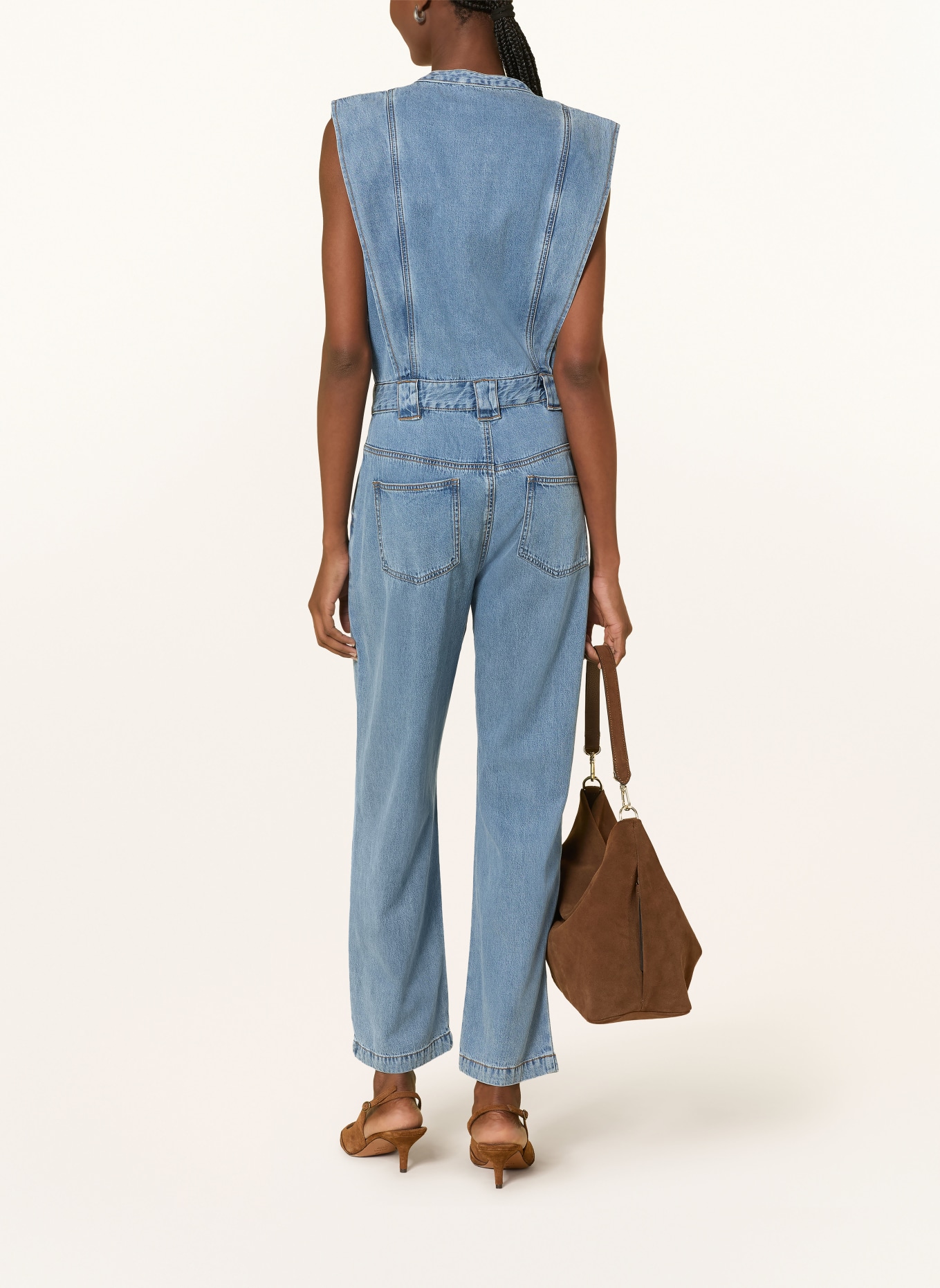 SUNCOO TIA Denim Jumpsuit: BLUE