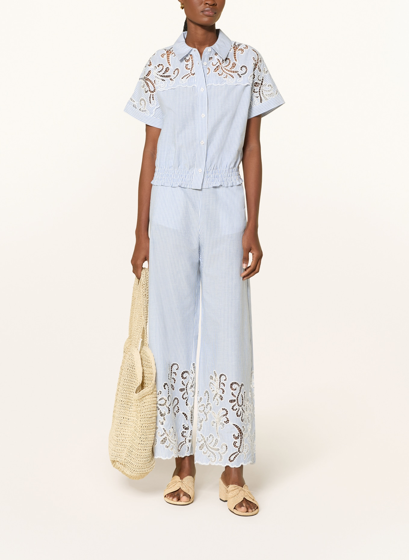 SUNCOO Hemdbluse LOIITA: HELLBLAU / WEISS