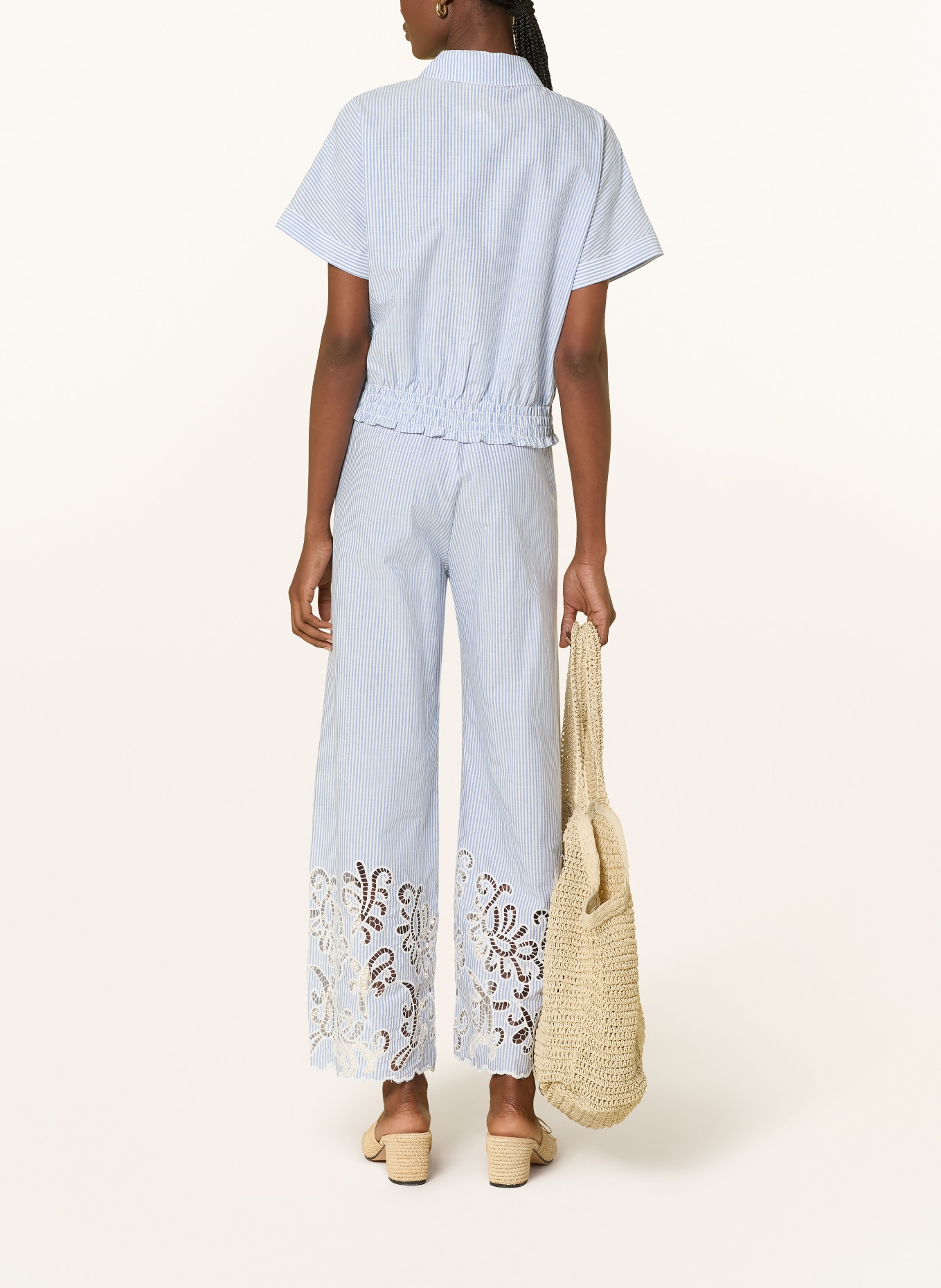 SUNCOO Hemdbluse LOIITA: HELLBLAU / WEISS