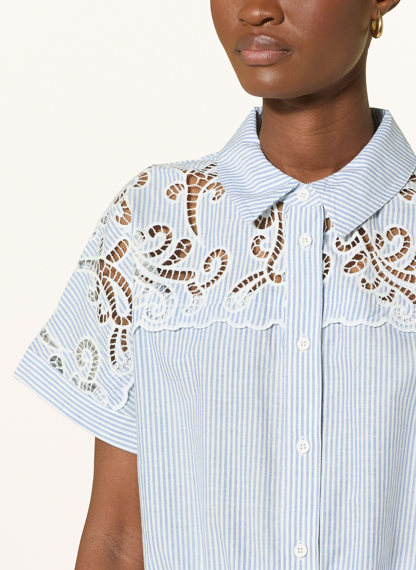 SUNCOO Hemdbluse LOIITA: HELLBLAU / WEISS