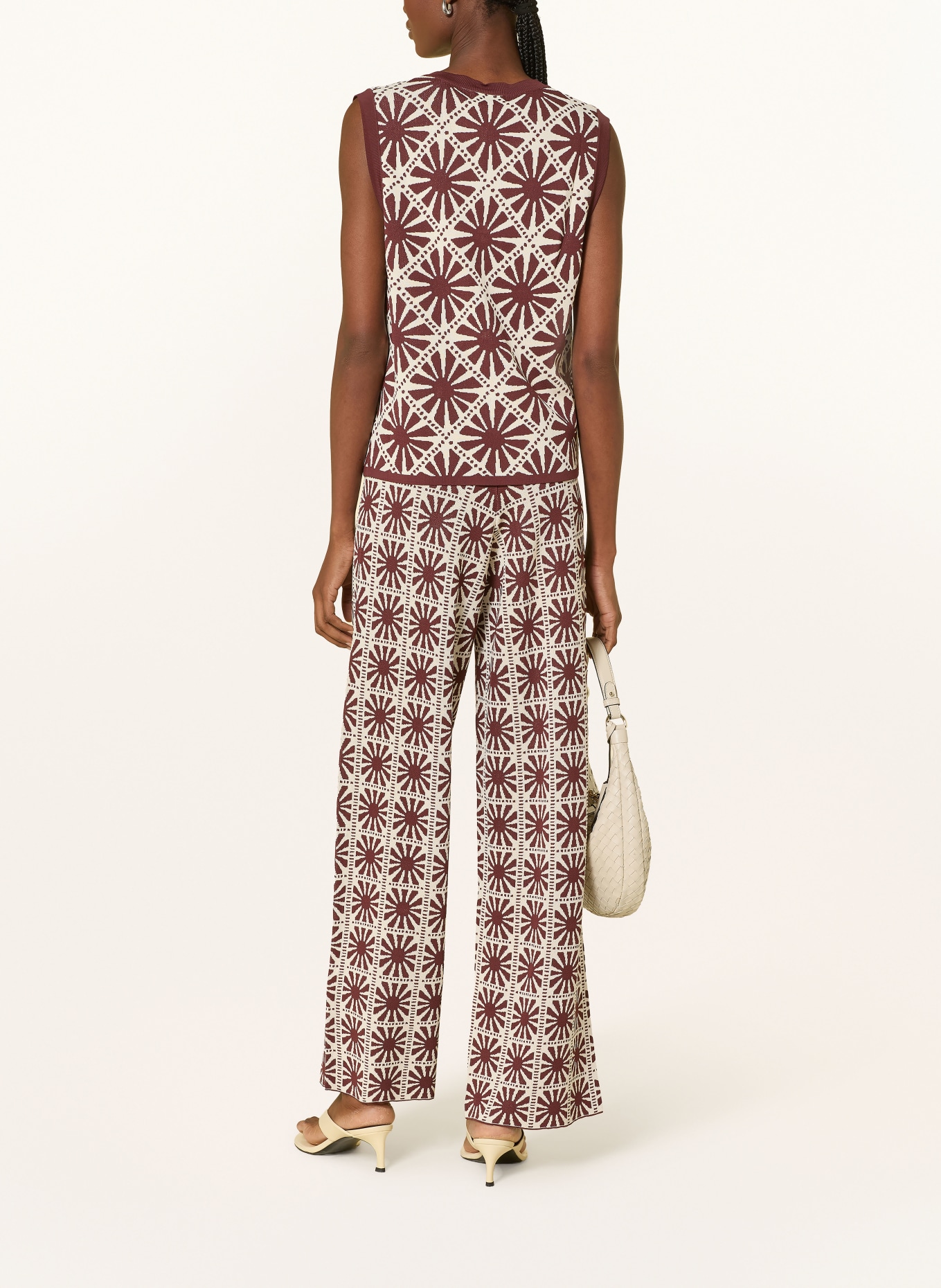 SUNCOO Gebreide broek JASPER: BRUIN / WIT