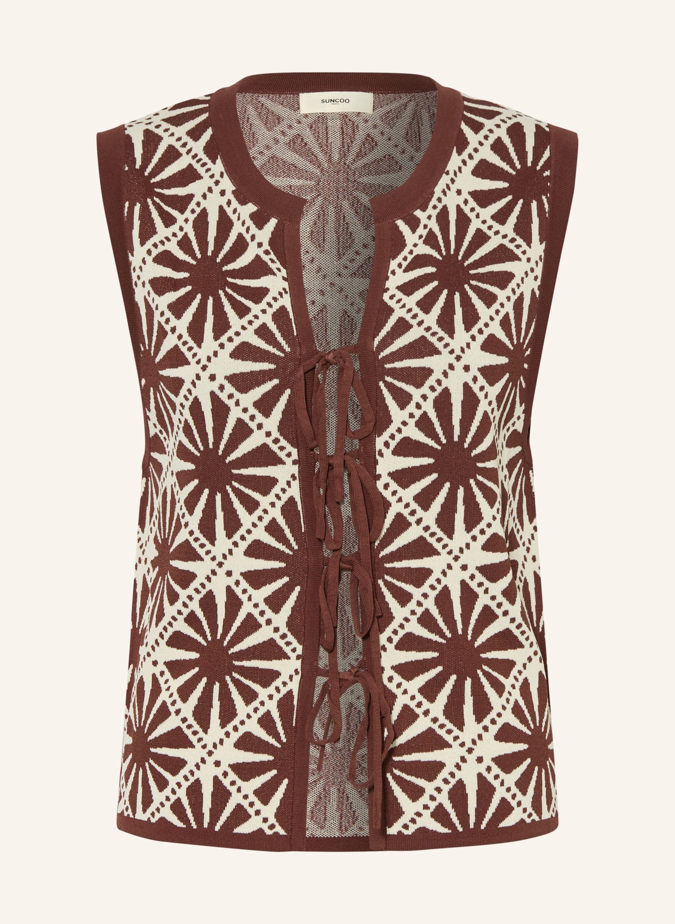 SUNCOO Strickweste GINEA: BRAUN / WEISS