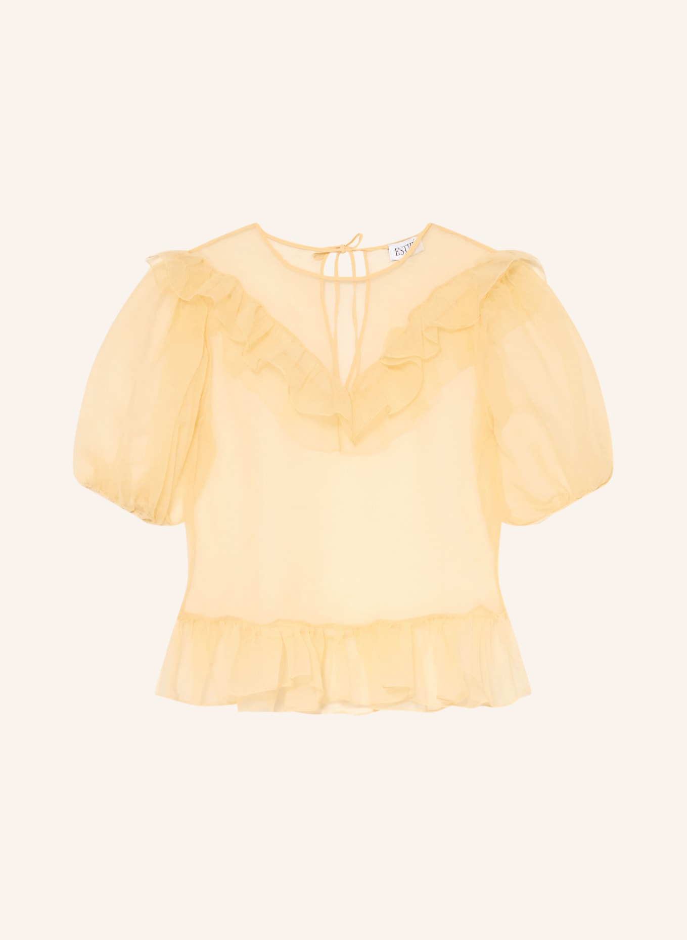 ESTHÉ Blouse-style shirt with 3/4 sleeves and ruffles: LIGHT YELLOW
