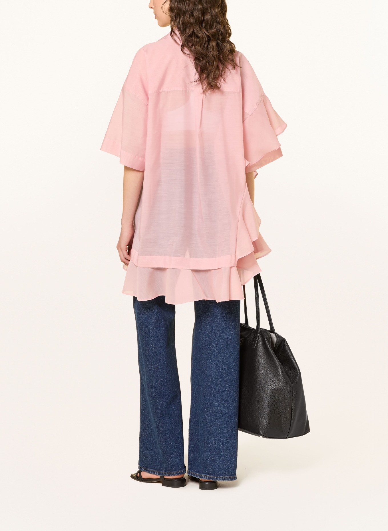 ESTHÉ Chemisier oversize à volants: ROSÉ