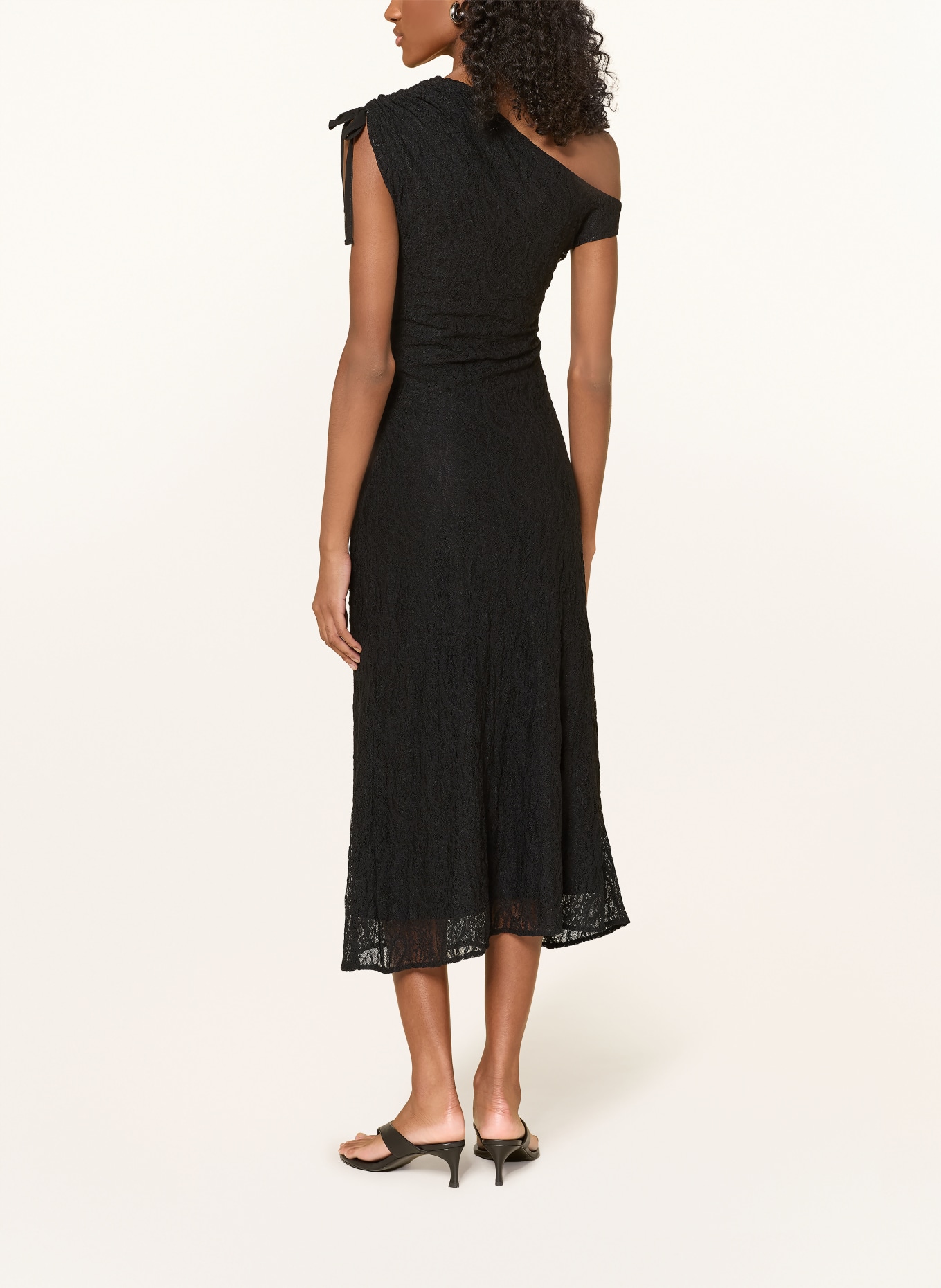 ESTHÉ Sukienka na jedno ramię z koronki: CZARNY