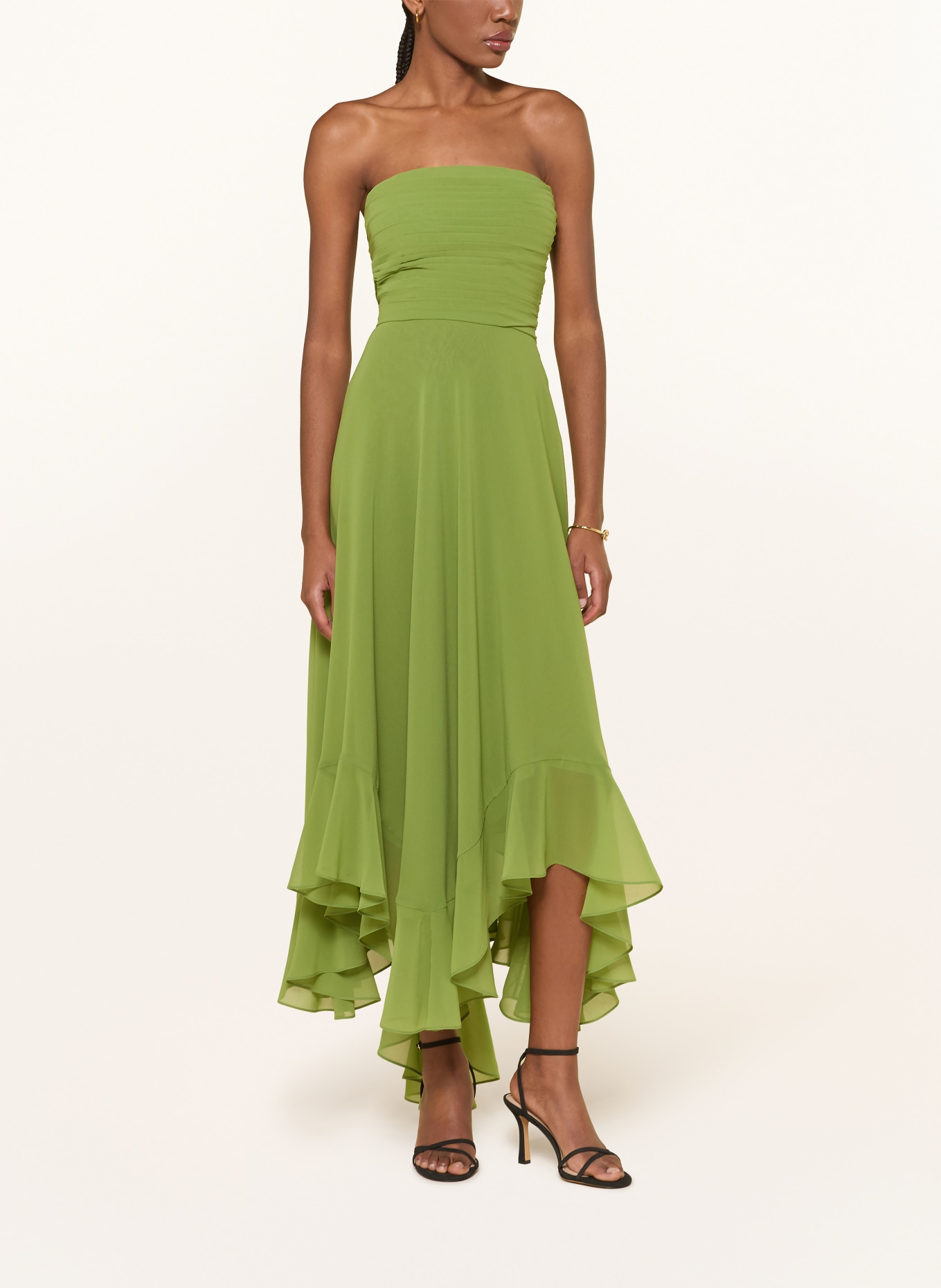 RETROFÊTE Off-Shoulder-Kleid LOUISA mit Volants: GRÜN