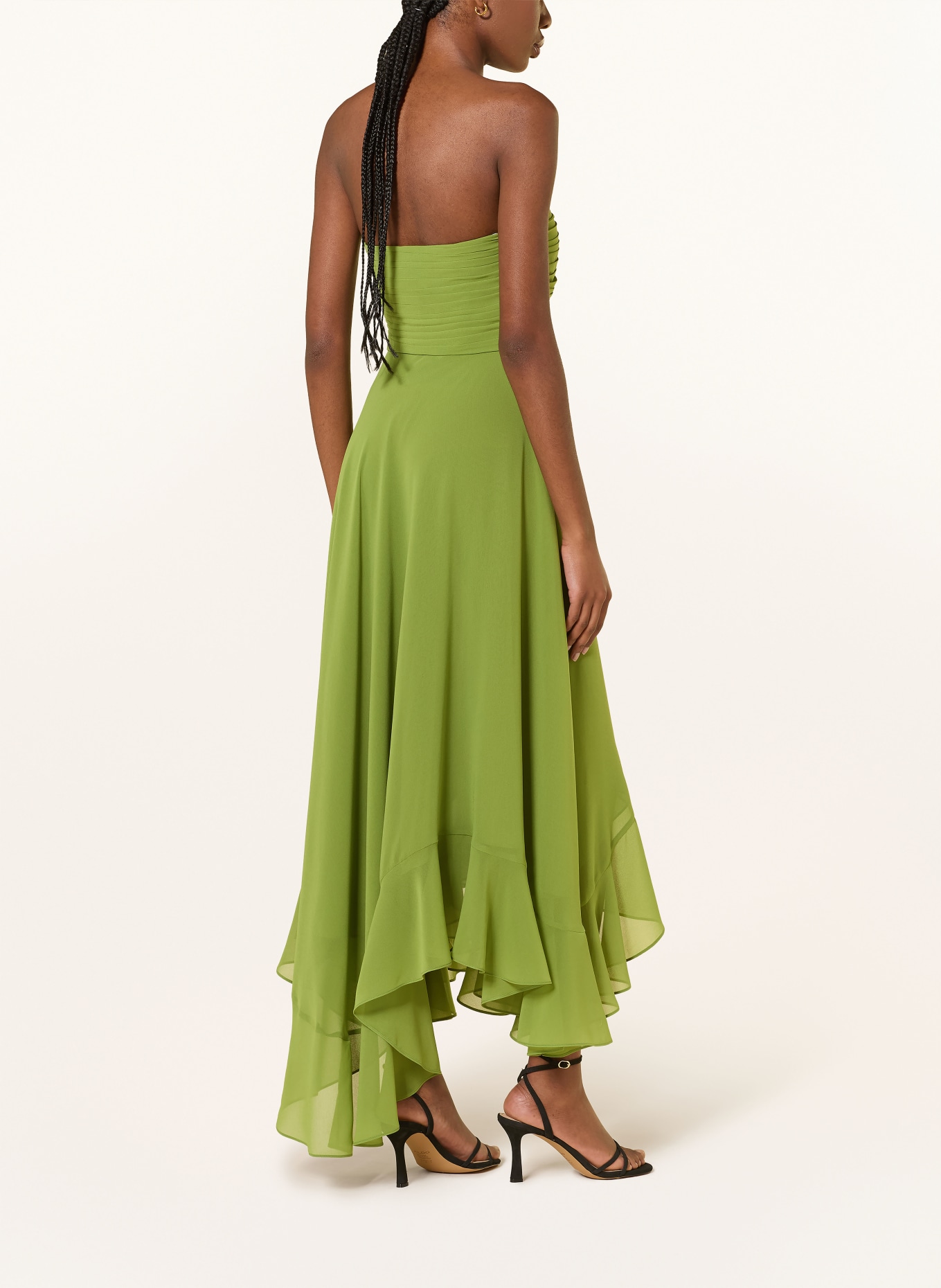 RETROFÊTE Off-Shoulder-Kleid LOUISA mit Volants: GRÜN