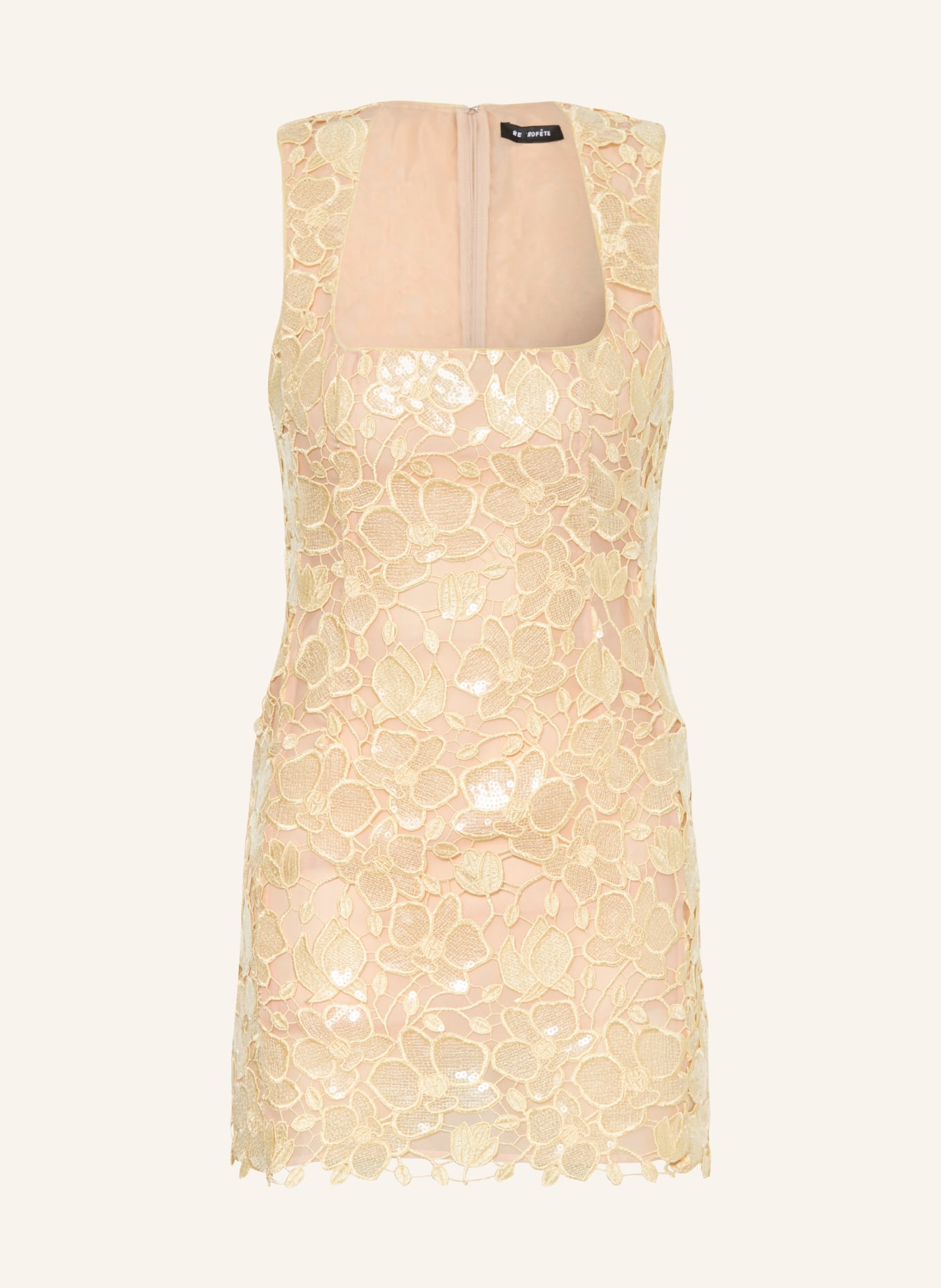 RETROFÊTE Kleid ELAINY aus Lochspitze mit Pailletten: HELLGELB