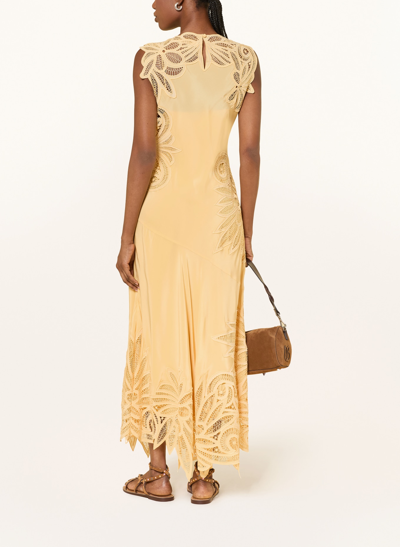 ULLA JOHNSON Kleid IDRA aus Lochspitze: GELB