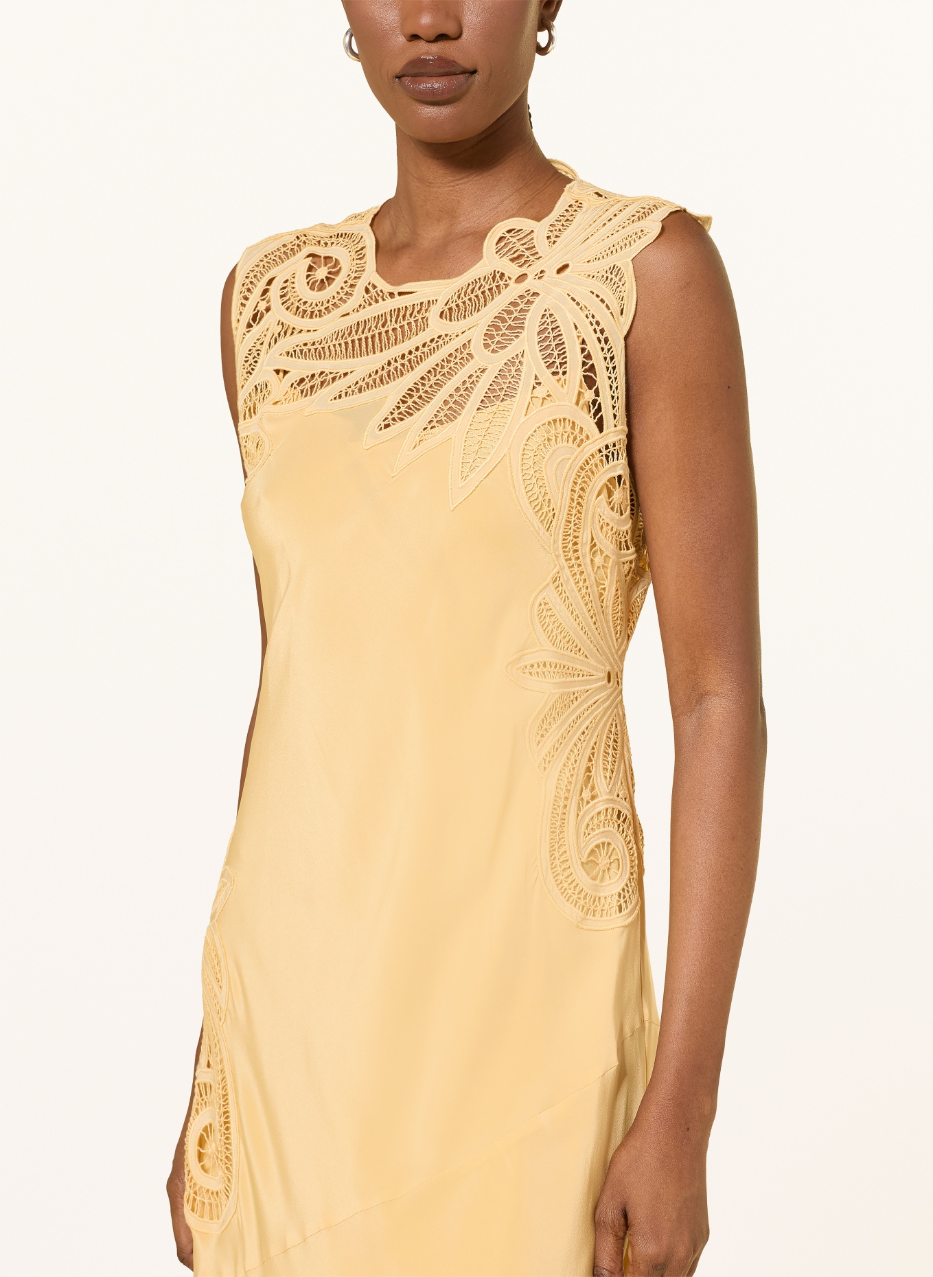 ULLA JOHNSON Kleid IDRA aus Lochspitze: GELB