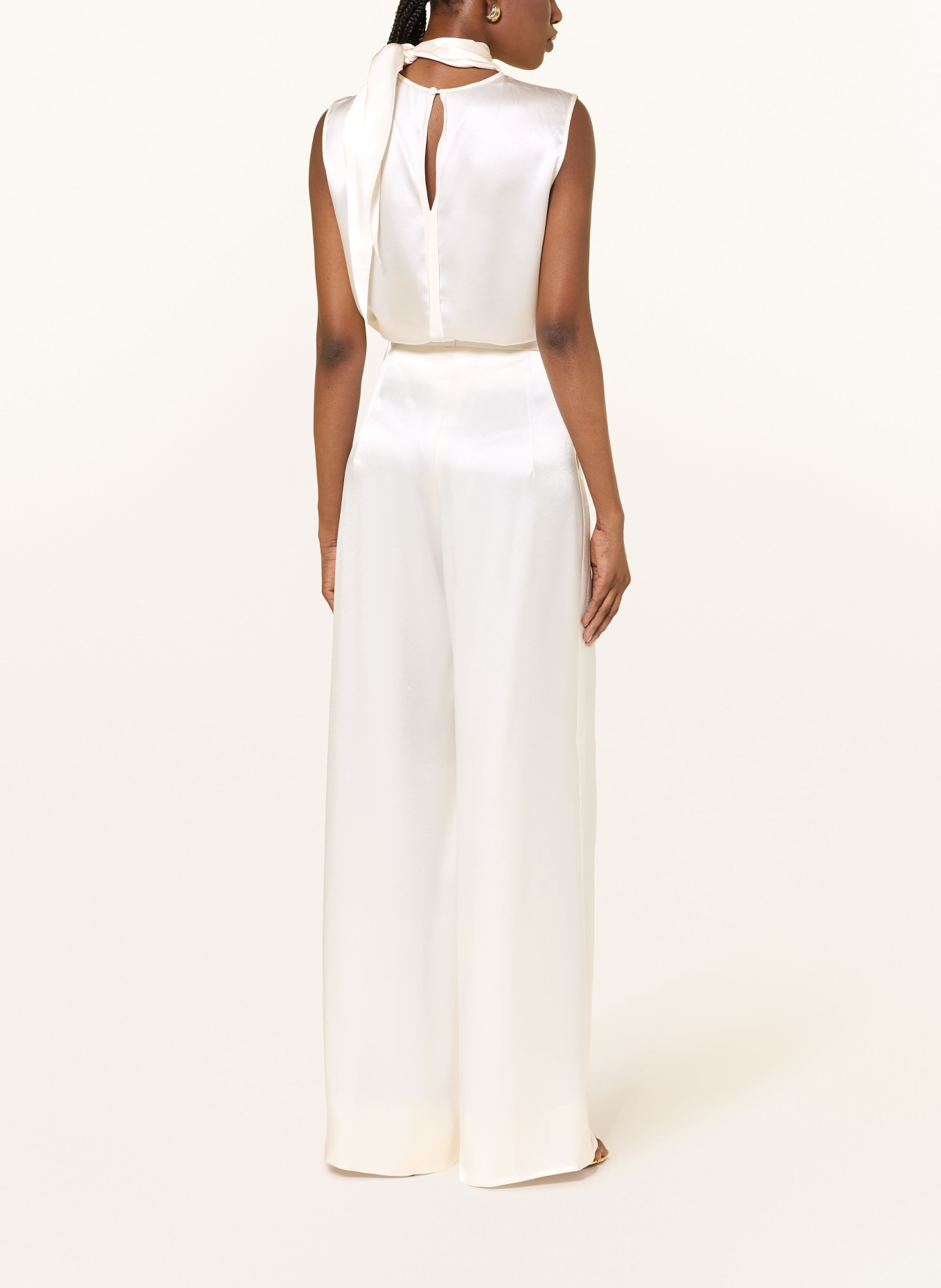 TALBOT RUNHOF Saténové kalhoty s galonovými pruhy: BÍLÁ