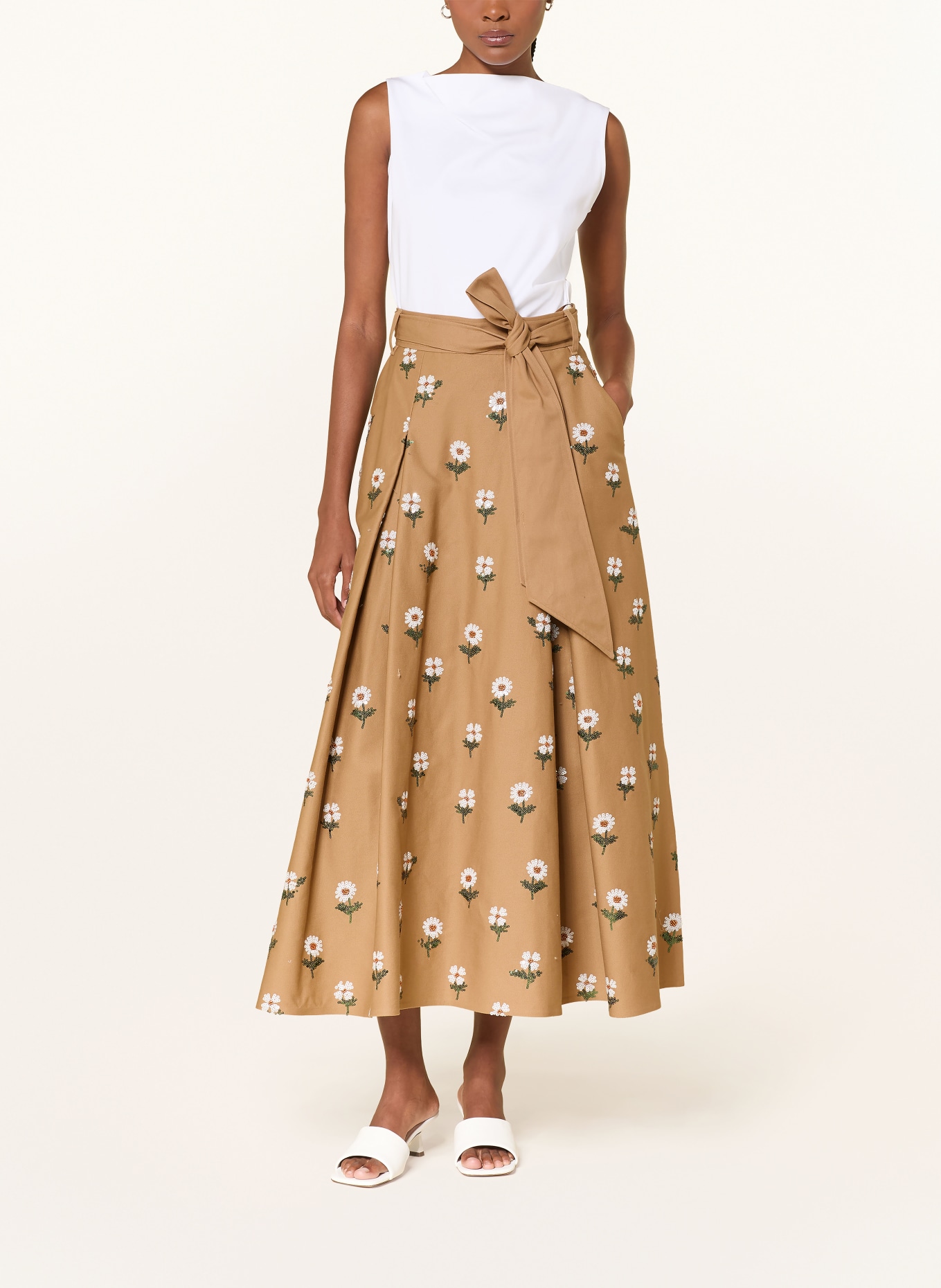 TALBOT RUNHOF Rock mit Pailletten: CAMEL / GRÜN / WEISS