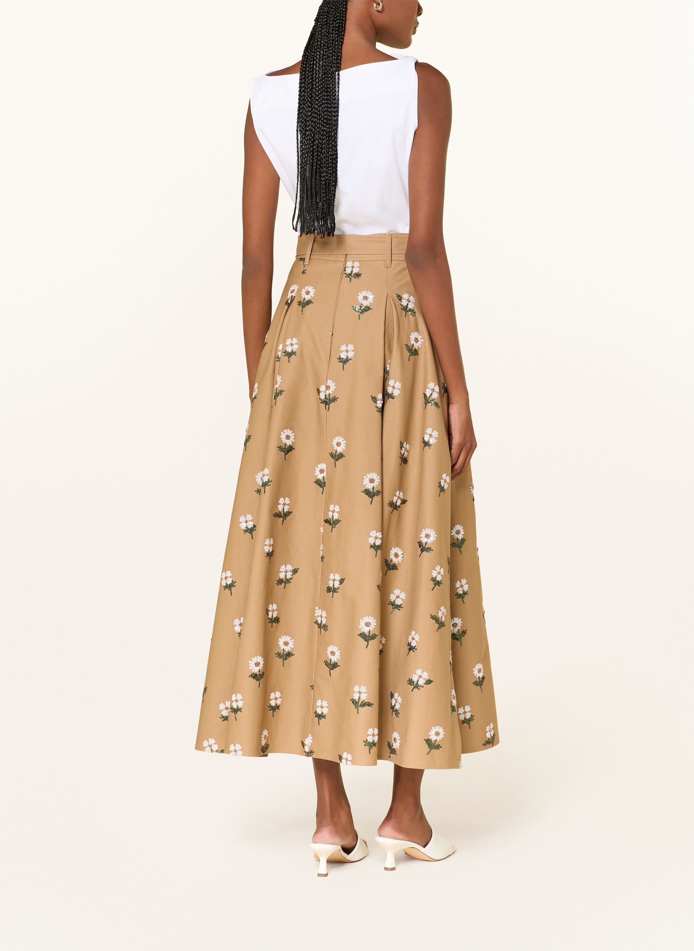 TALBOT RUNHOF Rock mit Pailletten: CAMEL / GRÜN / WEISS