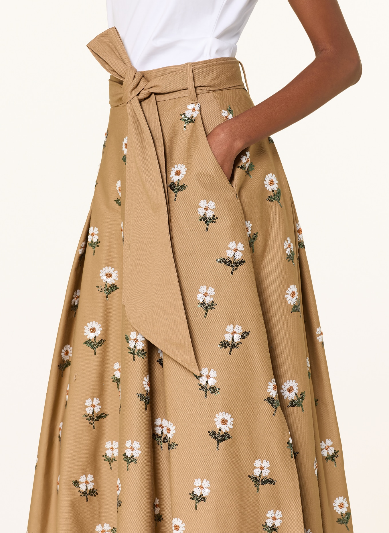 TALBOT RUNHOF Rock mit Pailletten: CAMEL / GRÜN / WEISS