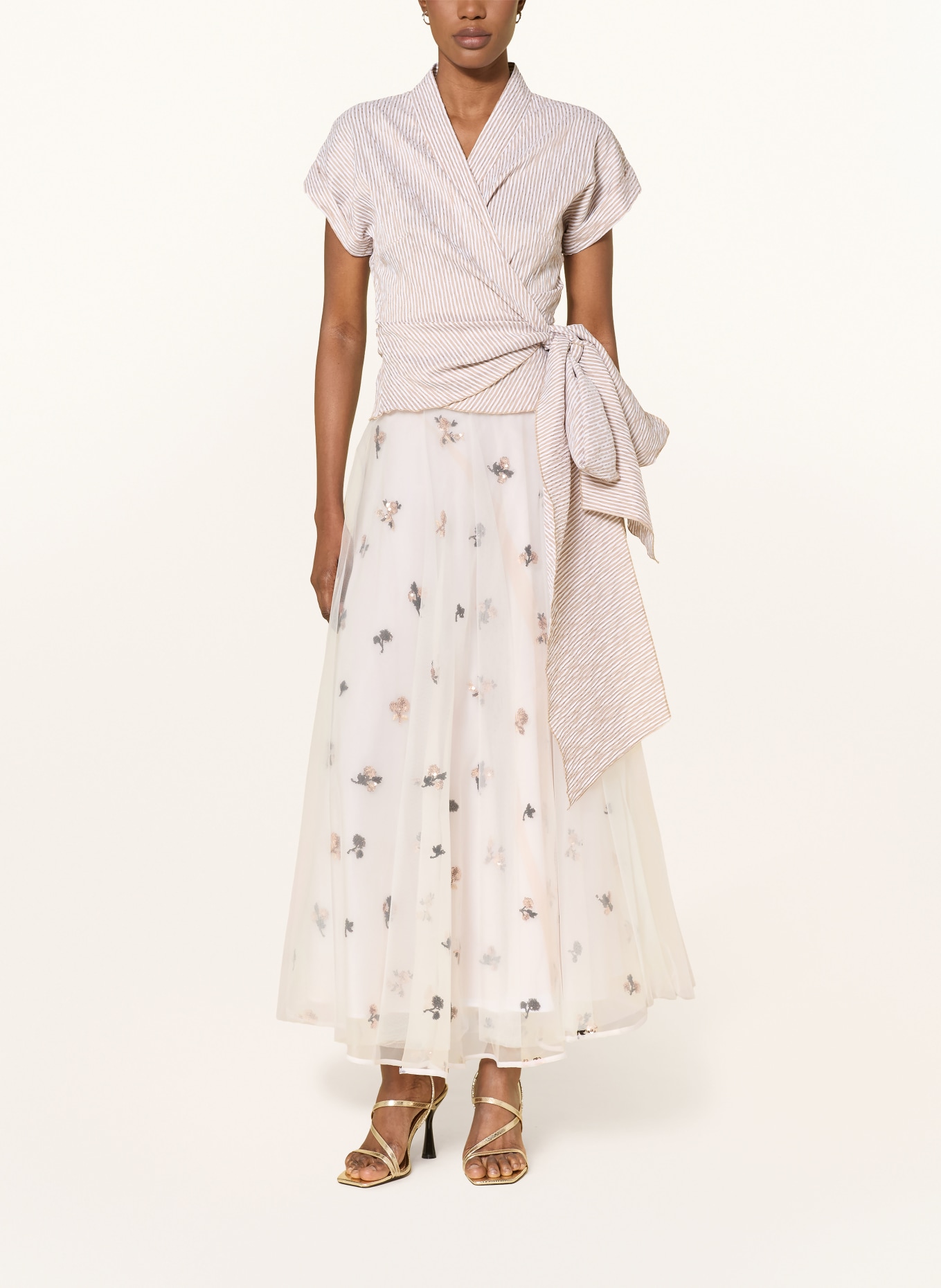 TALBOT RUNHOF Wrap-around top: TAUPE / ECRU