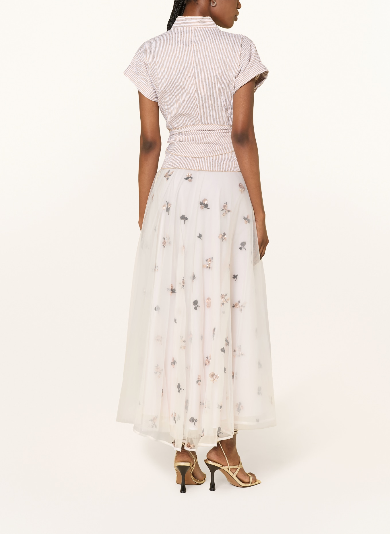 TALBOT RUNHOF Wrap-around top: TAUPE / ECRU