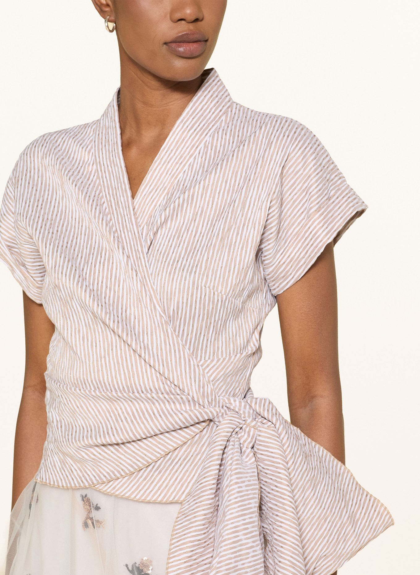 TALBOT RUNHOF Wrap-around top: TAUPE / ECRU