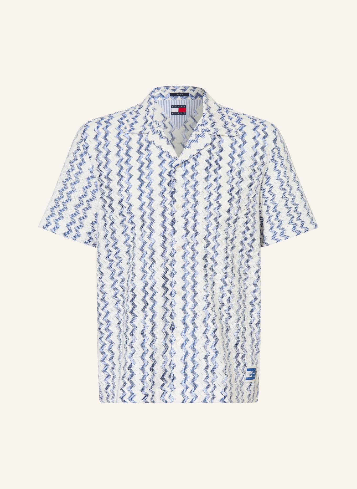 TOMMY JEANS Resorthemd Comfort Fit: WEISS / DUNKELBLAU