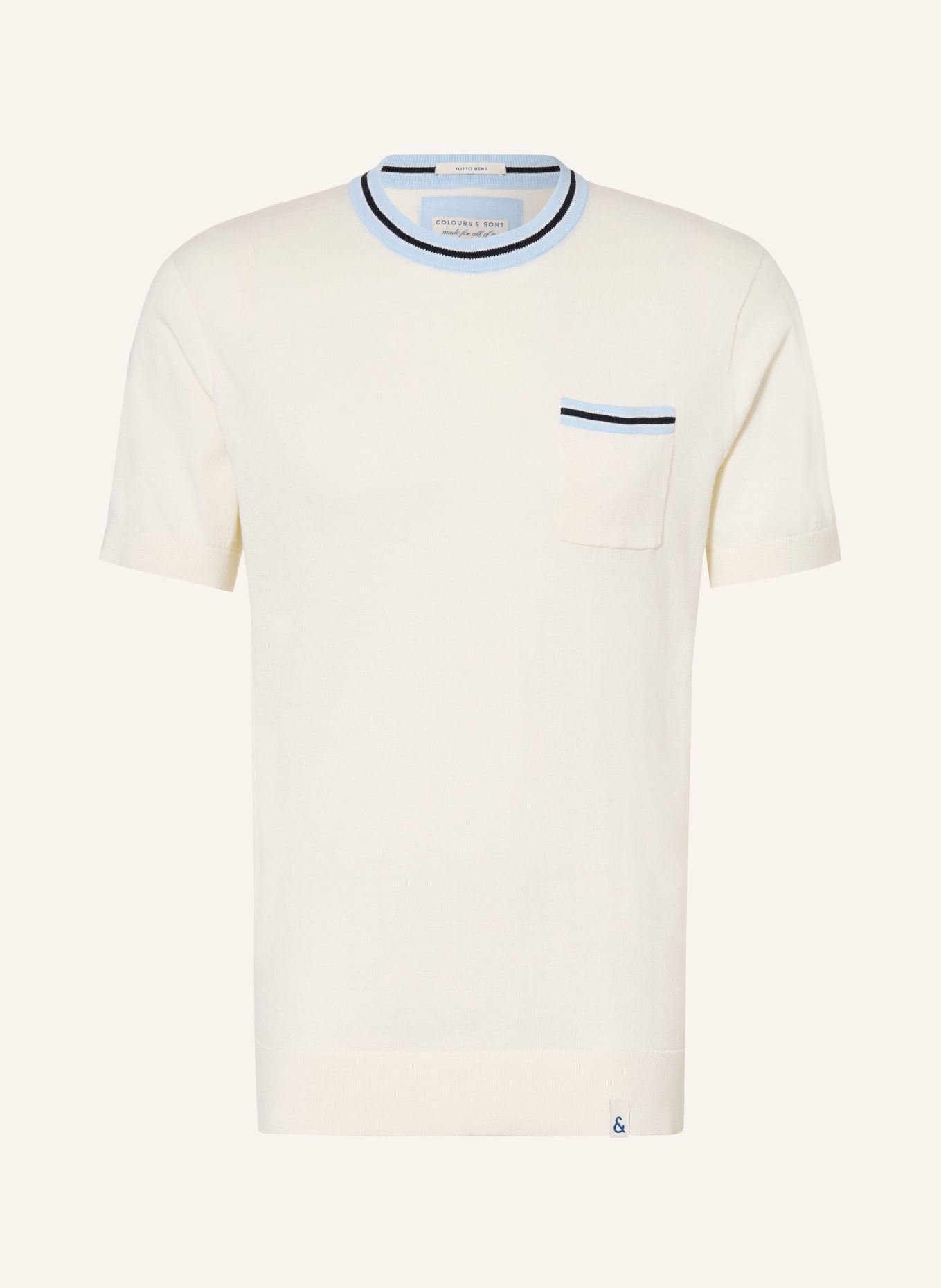 COLOURS & SONS Strickshirt: CREME / HELLBLAU / DUNKELBLAU