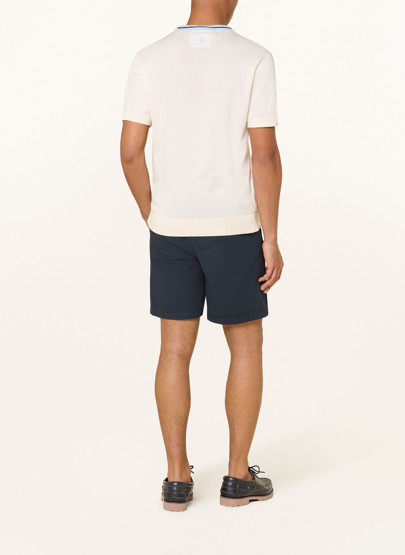 COLOURS & SONS Strickshirt: CREME / HELLBLAU / DUNKELBLAU