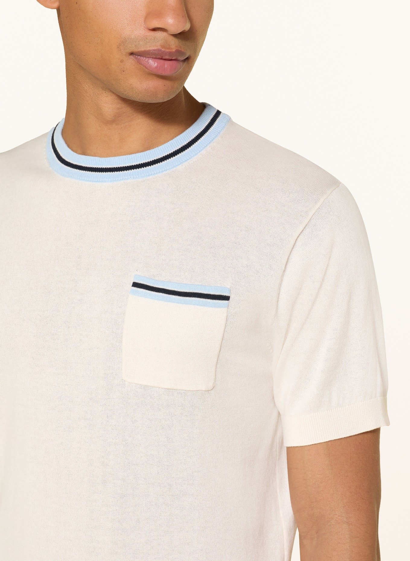 COLOURS & SONS Strickshirt: CREME / HELLBLAU / DUNKELBLAU