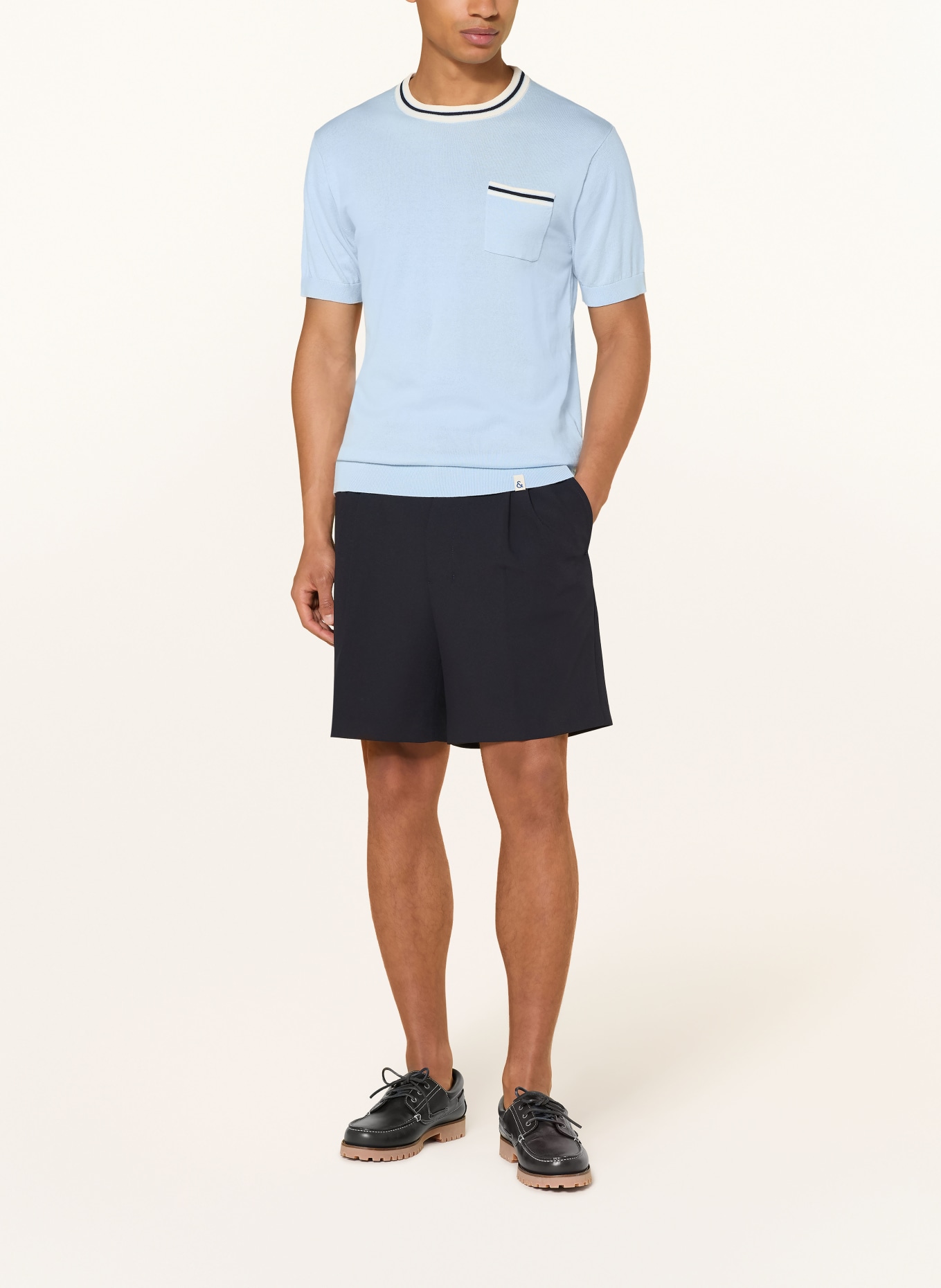 COLOURS & SONS Strickshirt: HELLBLAU / CREME / DUNKELBLAU