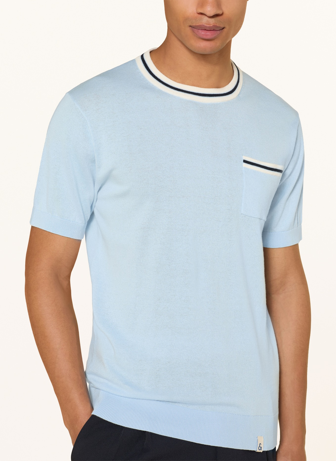 COLOURS & SONS Strickshirt: HELLBLAU / CREME / DUNKELBLAU