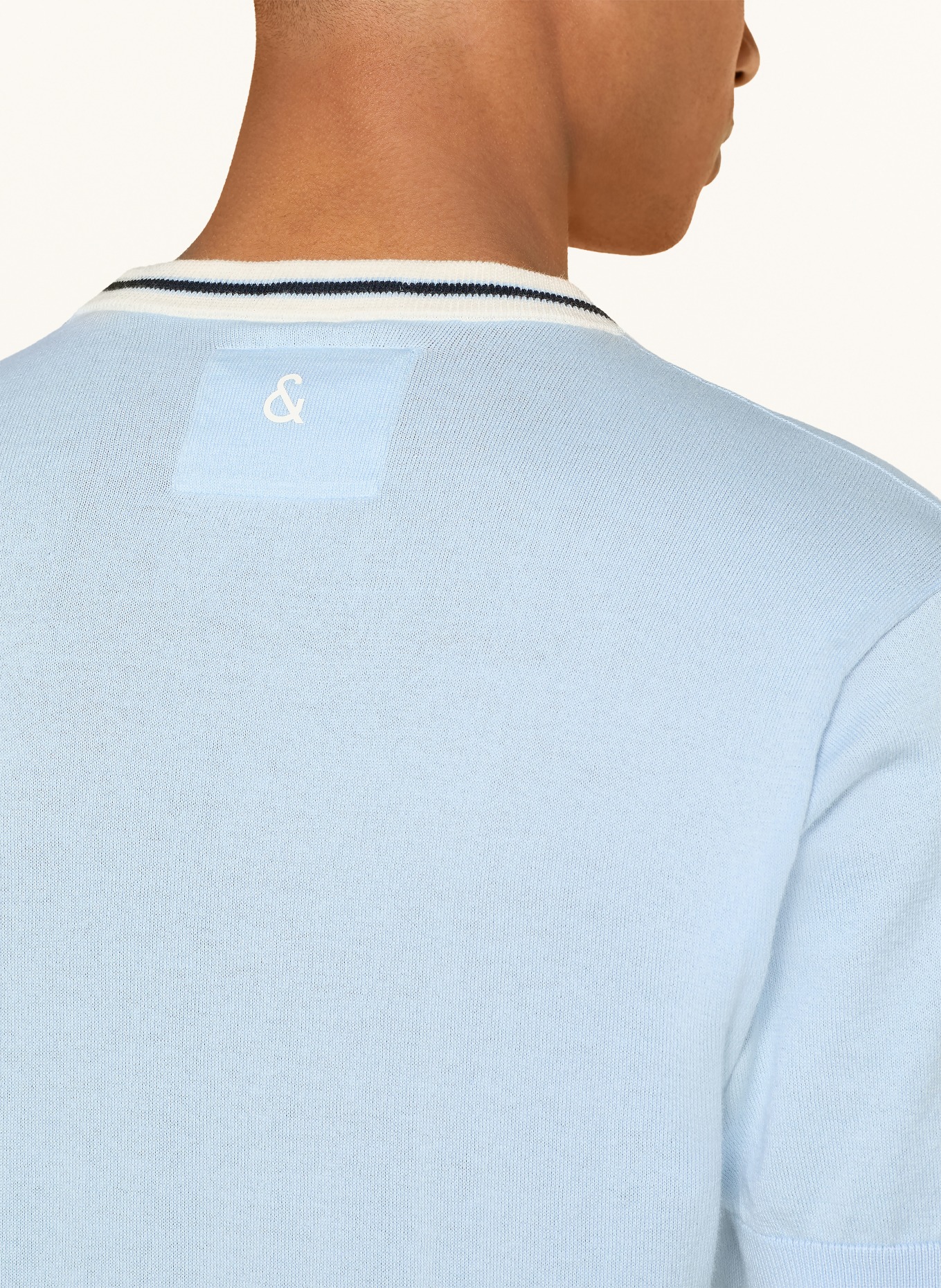 COLOURS & SONS Strickshirt: HELLBLAU / CREME / DUNKELBLAU